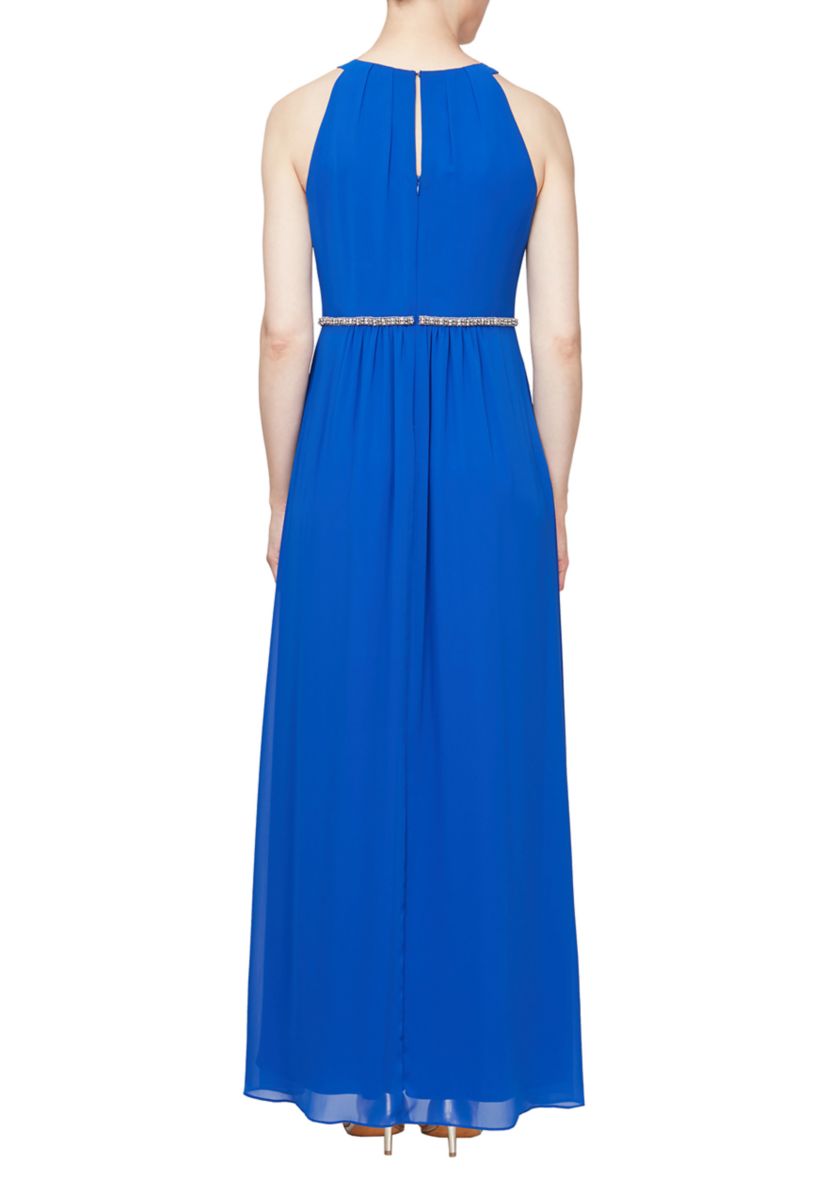 Womens Tuck Waist Chiffon Halter Maxi Dress 