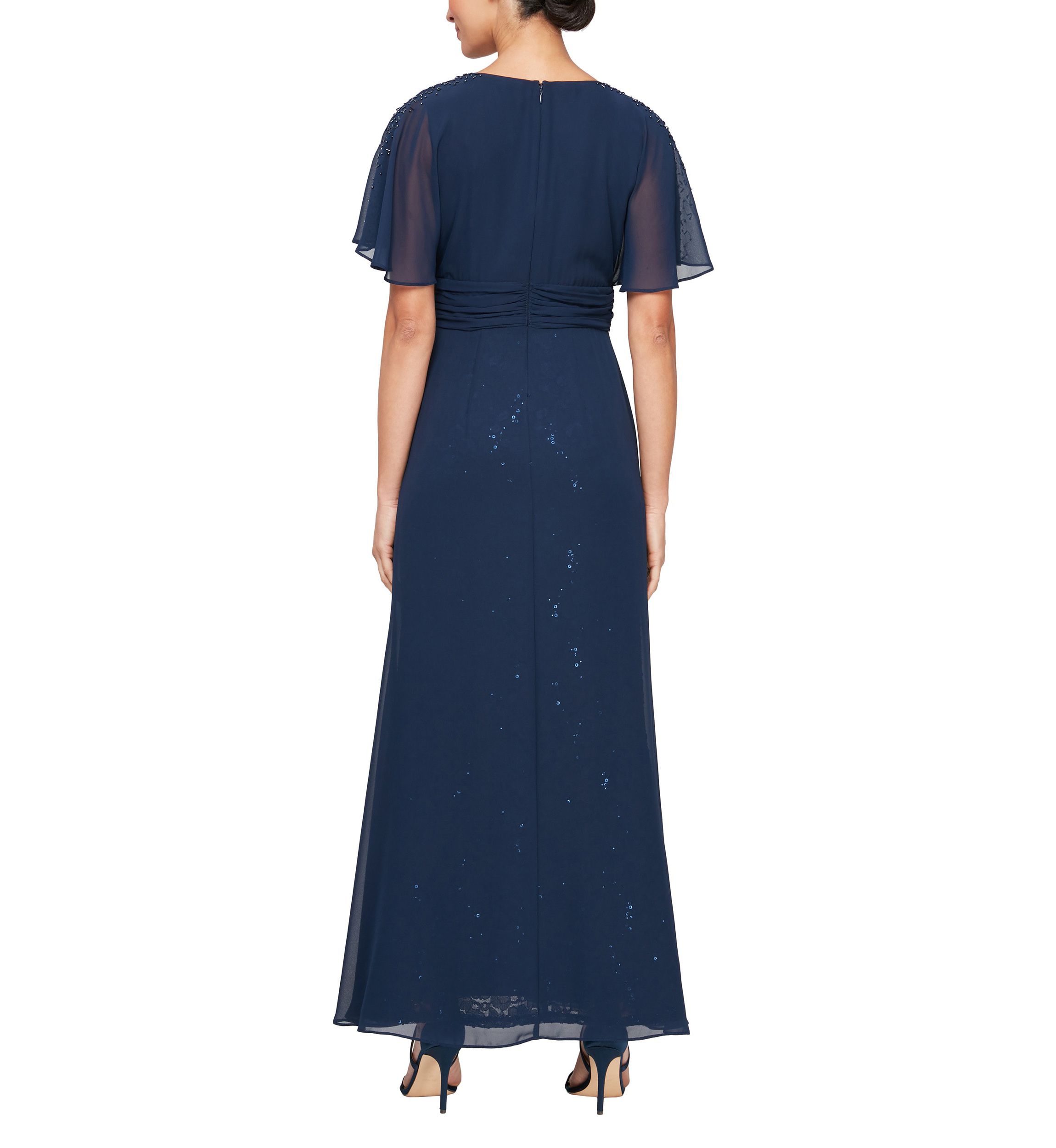 Long Walk Through Dress With Surplice Neckline