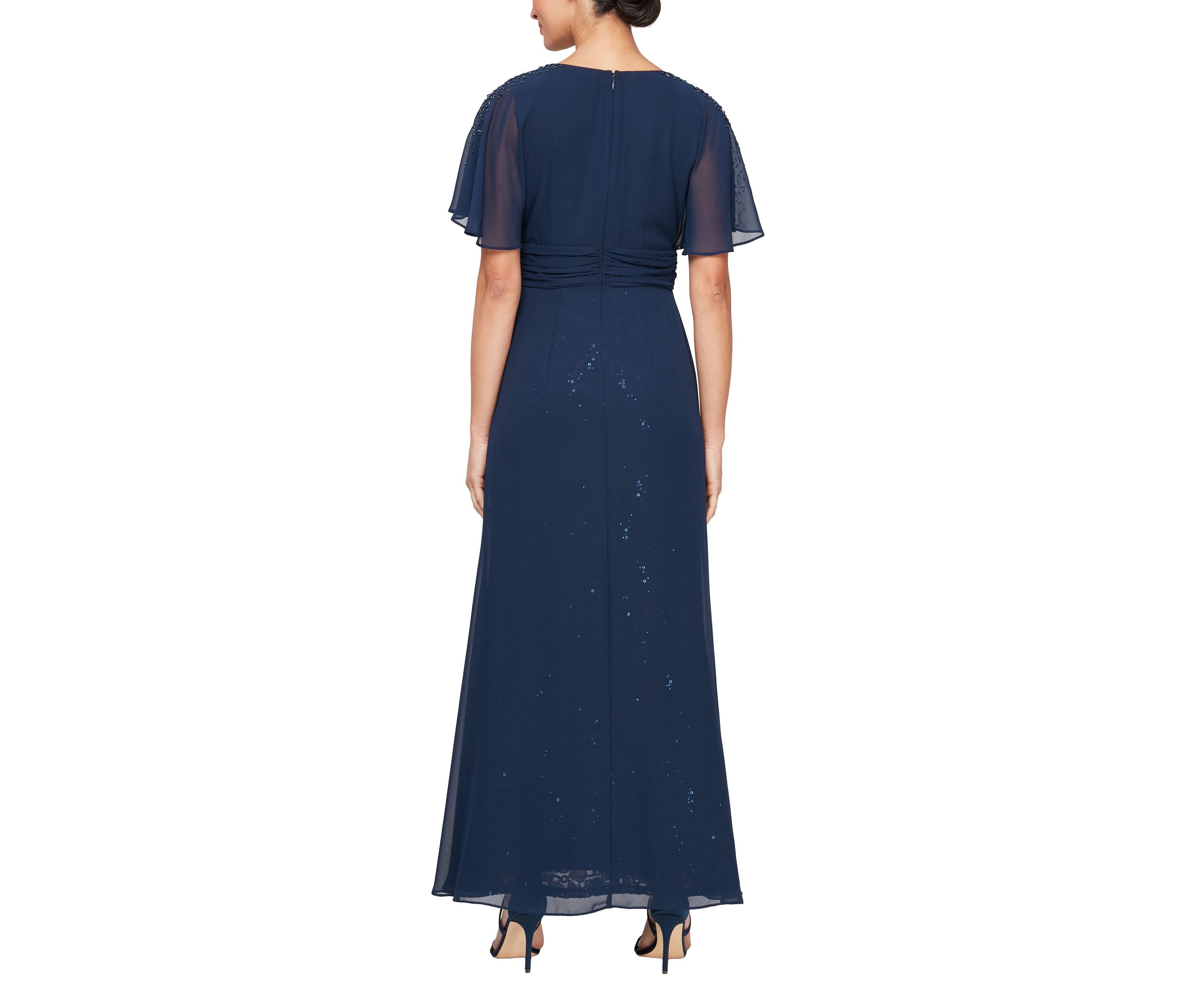 Long Walk Through Dress With Surplice Neckline