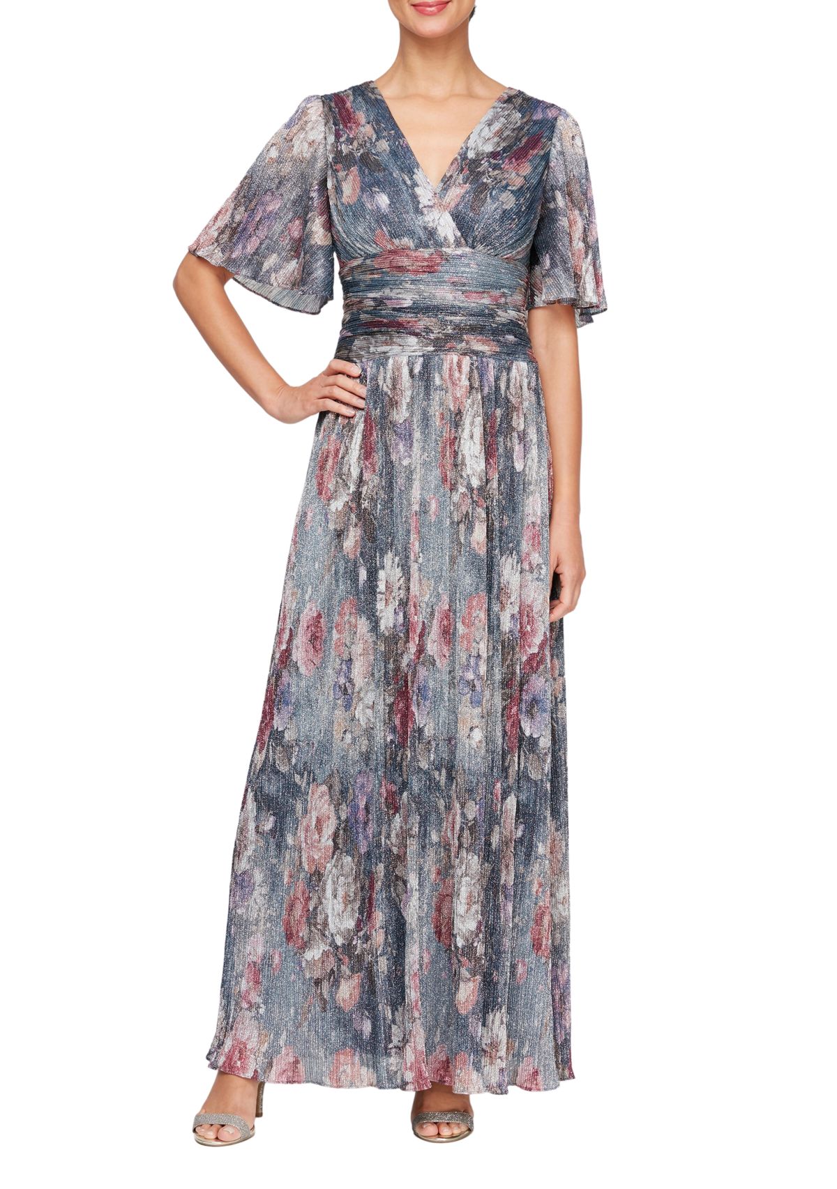 Womens Long A-Line Printed Gown