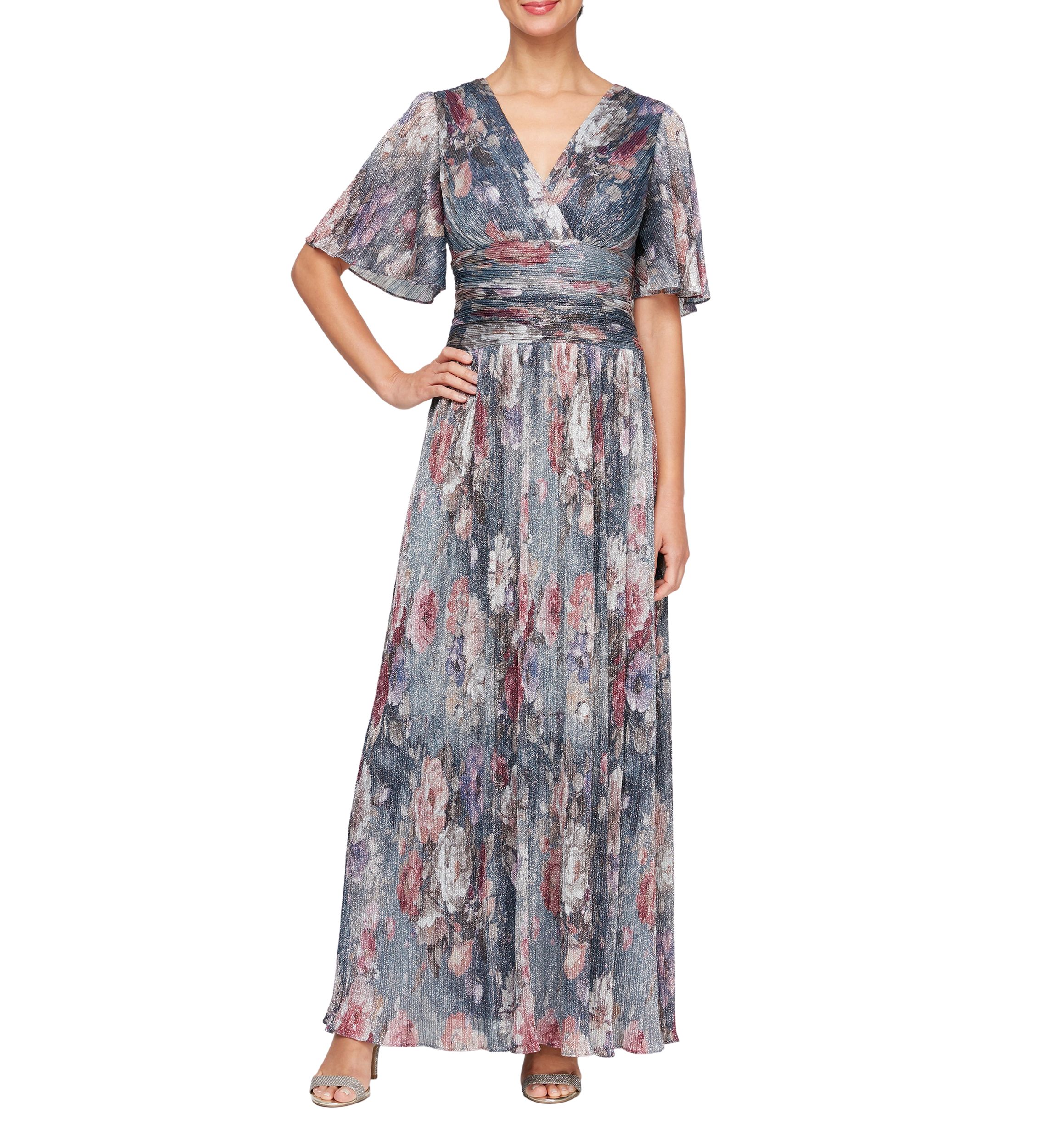 Womens Long A-Line Printed Gown