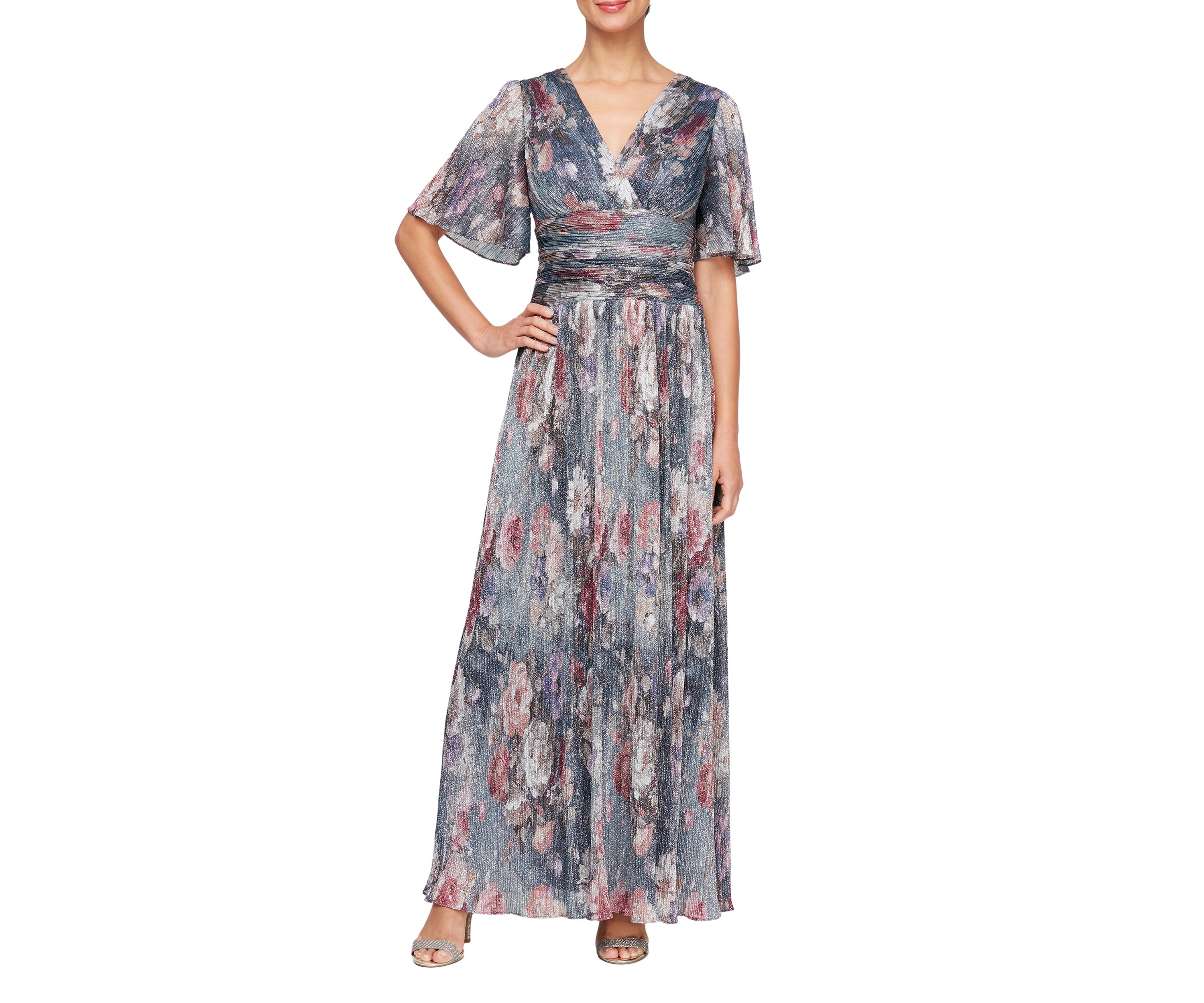 Womens Long A-Line Printed Gown