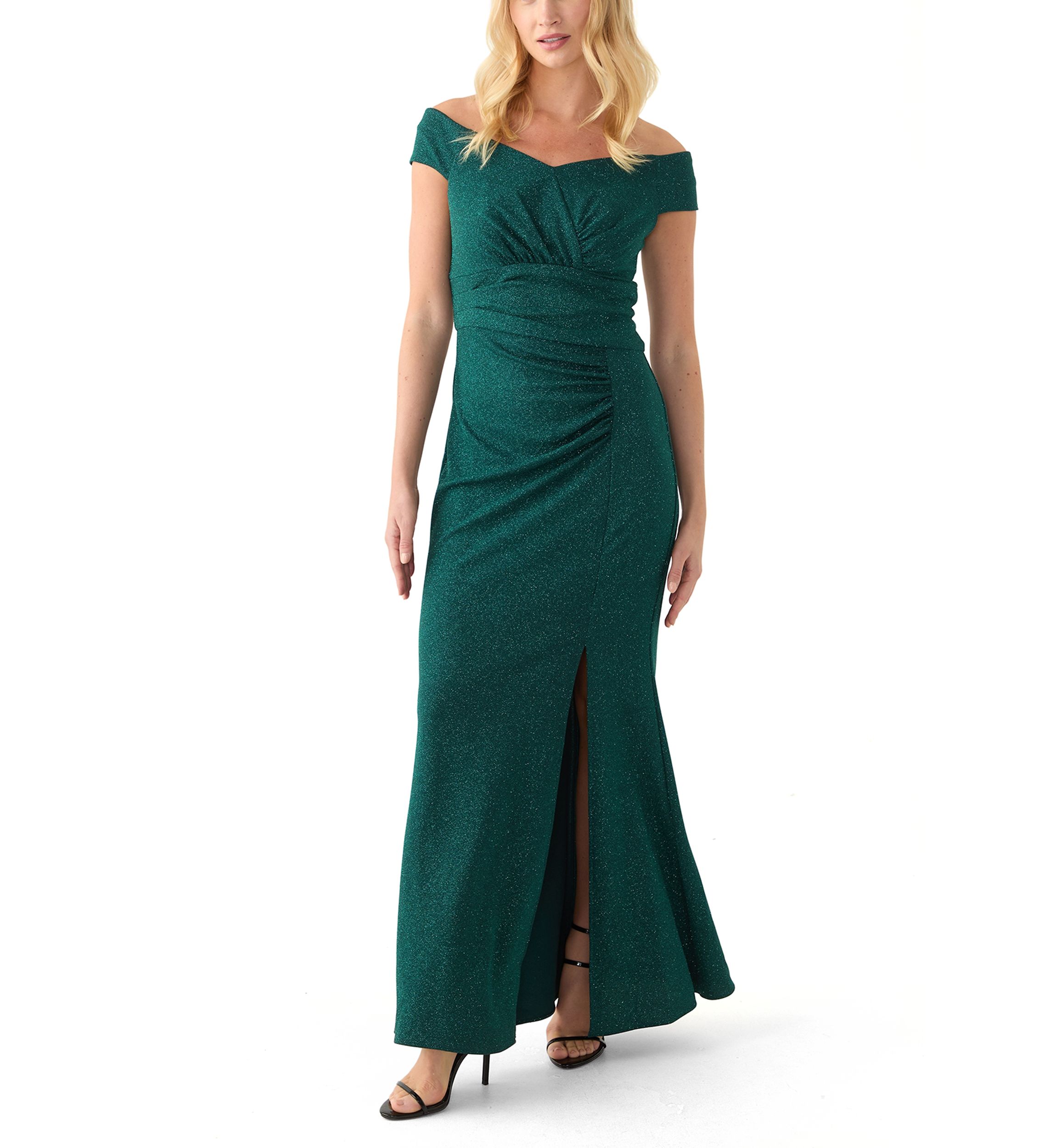 Womens Long Empire Waist Sweetheart Off the Shoulder Dress
