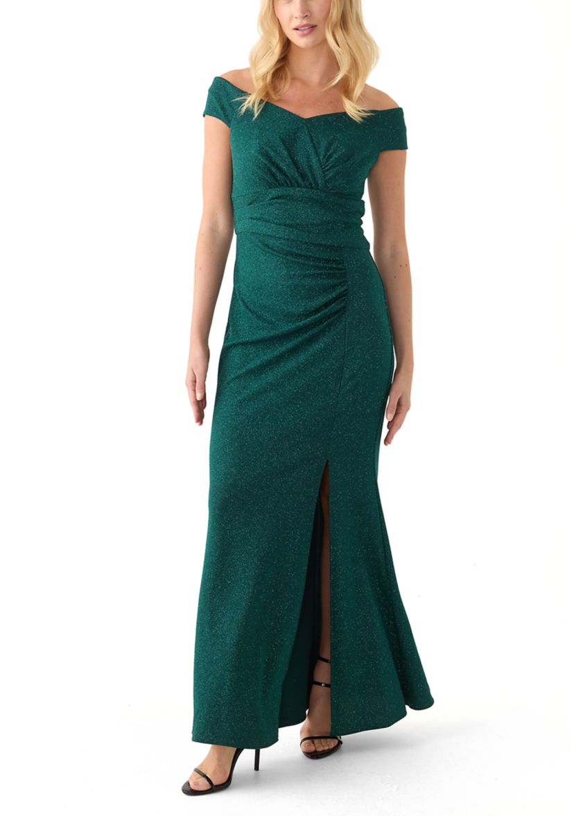 Womens Long Empire Waist Sweetheart Off the Shoulder Dress