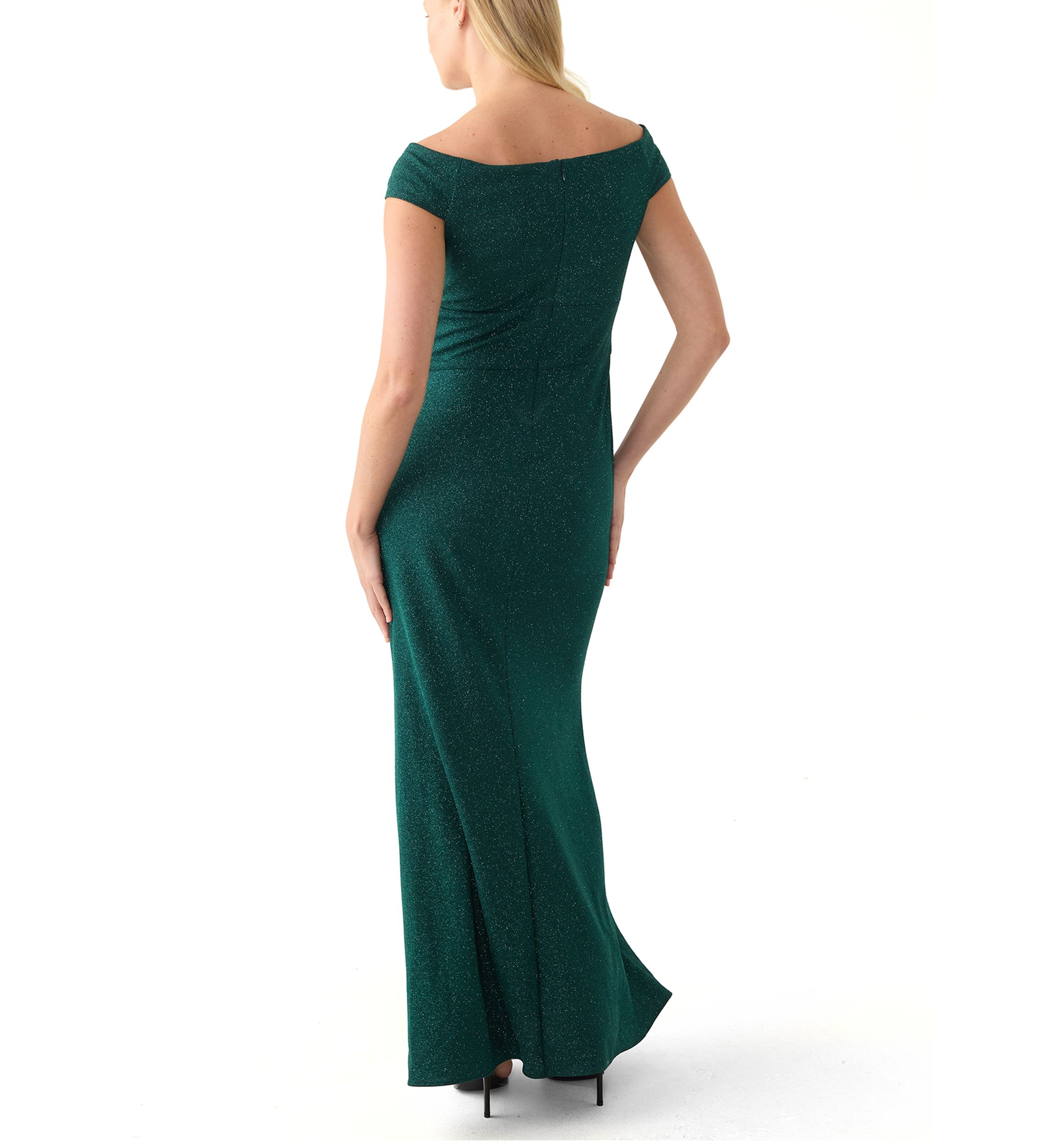 Womens Long Empire Waist Sweetheart Off the Shoulder Dress