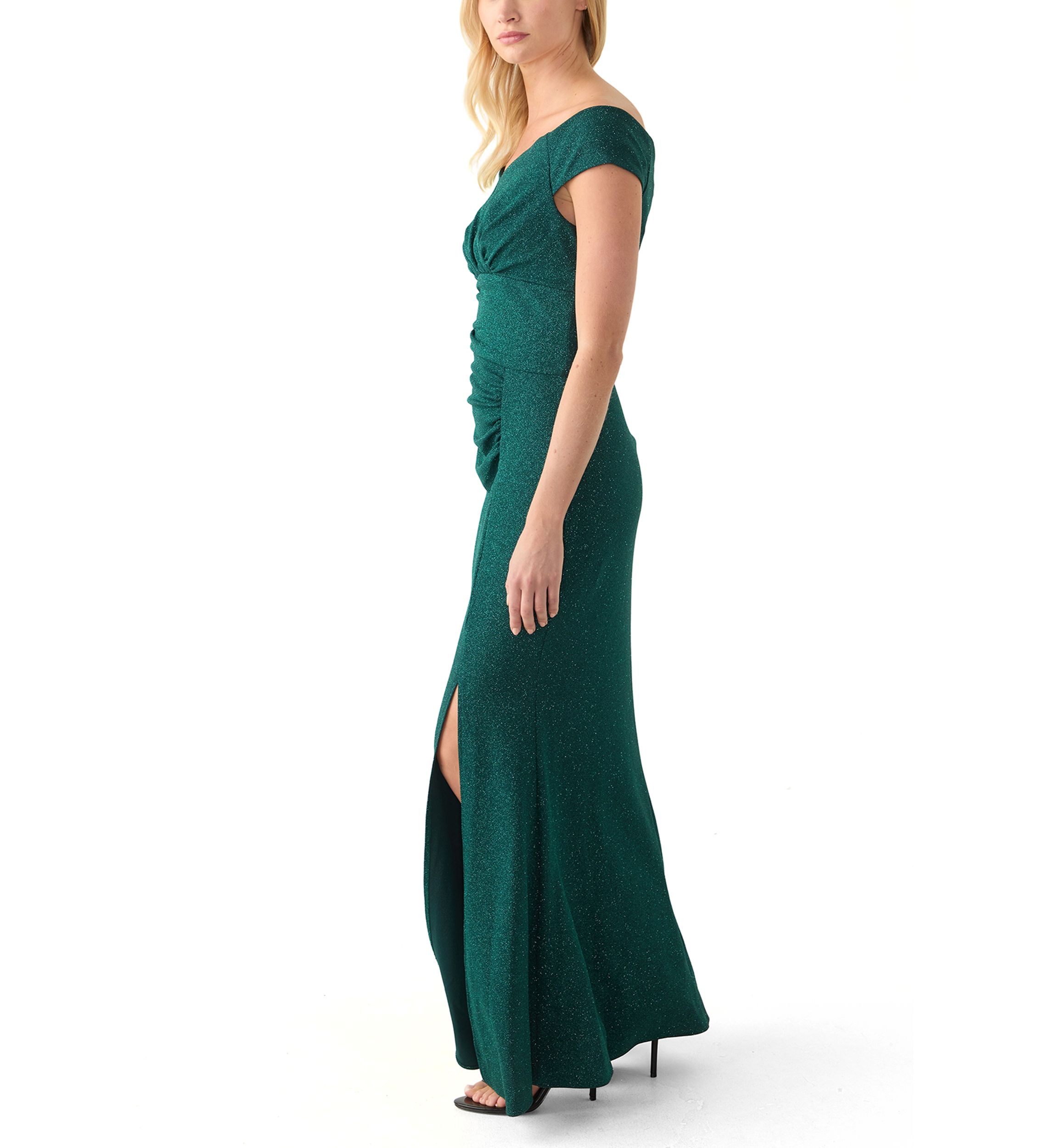 Womens Long Empire Waist Sweetheart Off the Shoulder Dress