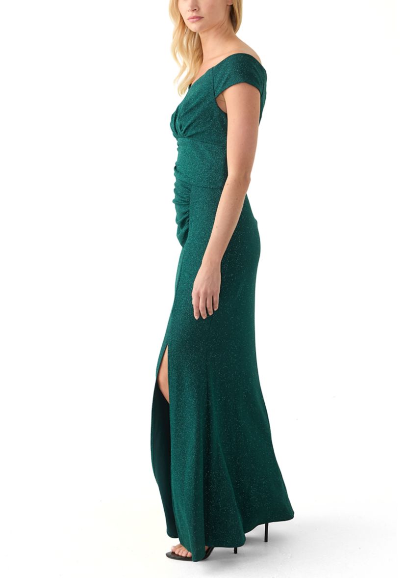 Womens Long Empire Waist Sweetheart Off the Shoulder Dress
