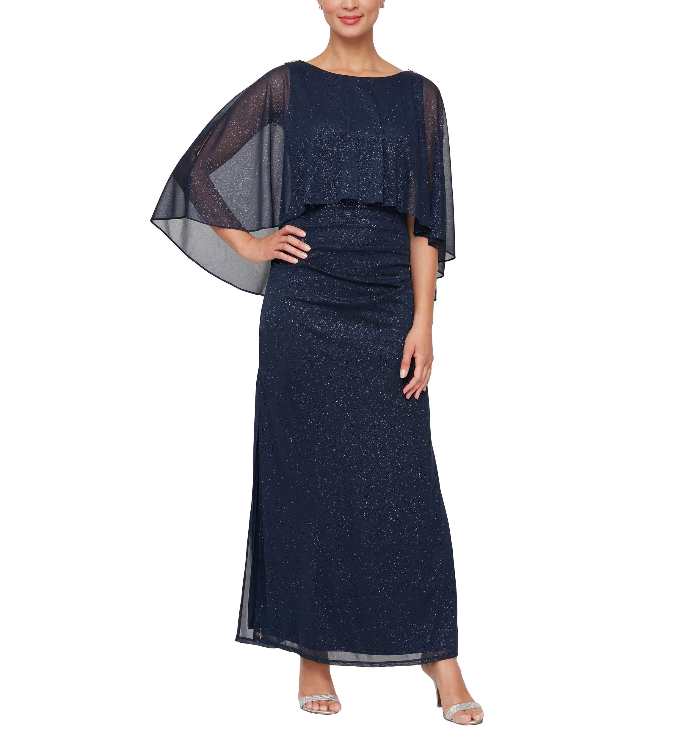 CAPELET MESH GOWN