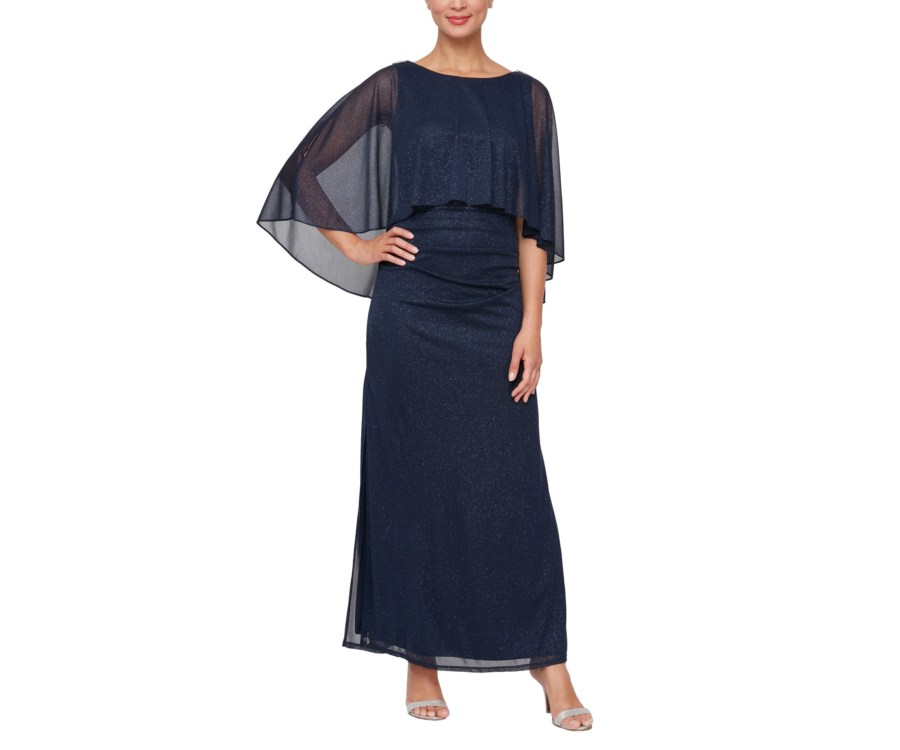 CAPELET MESH GOWN