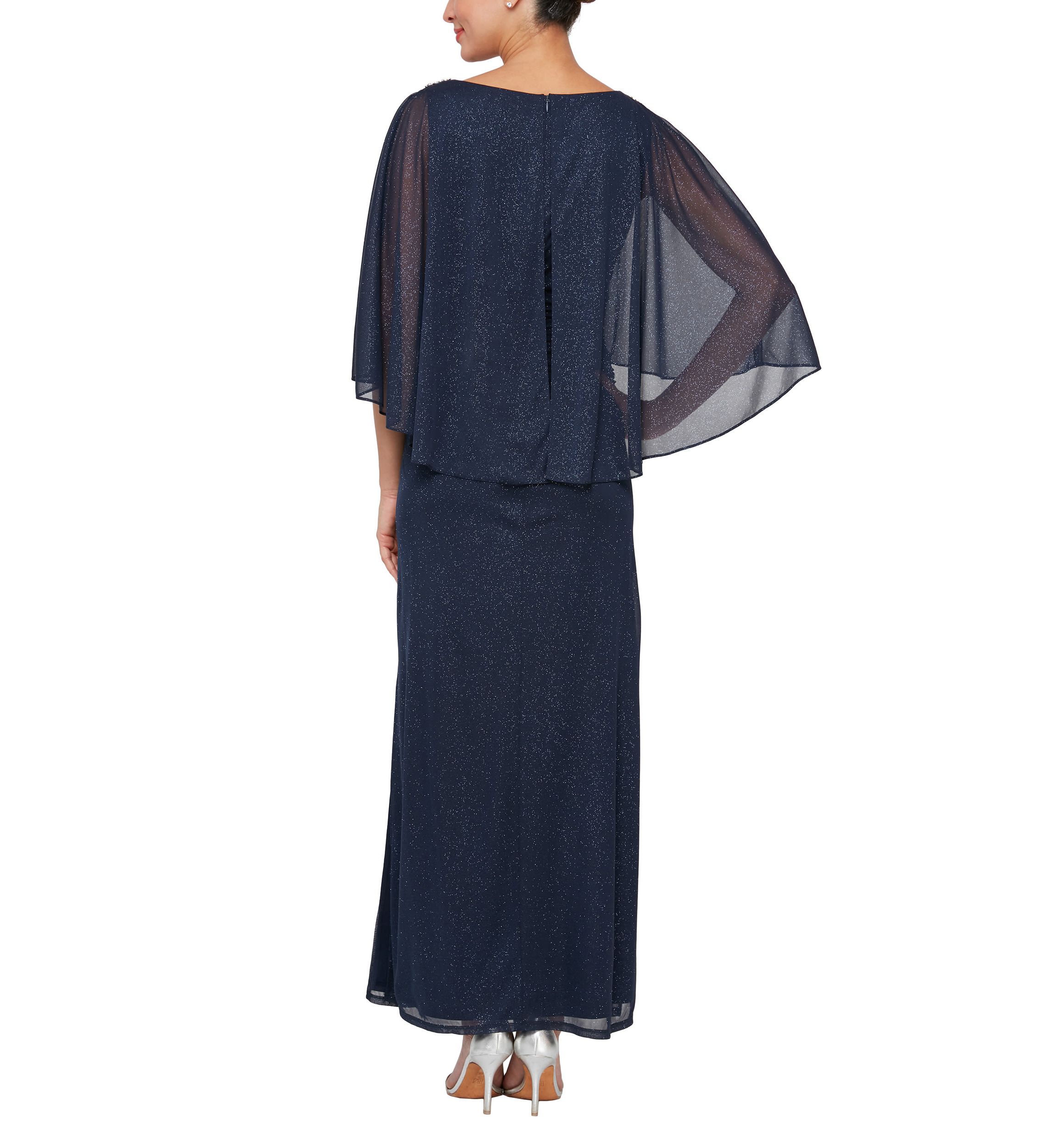 CAPELET MESH GOWN