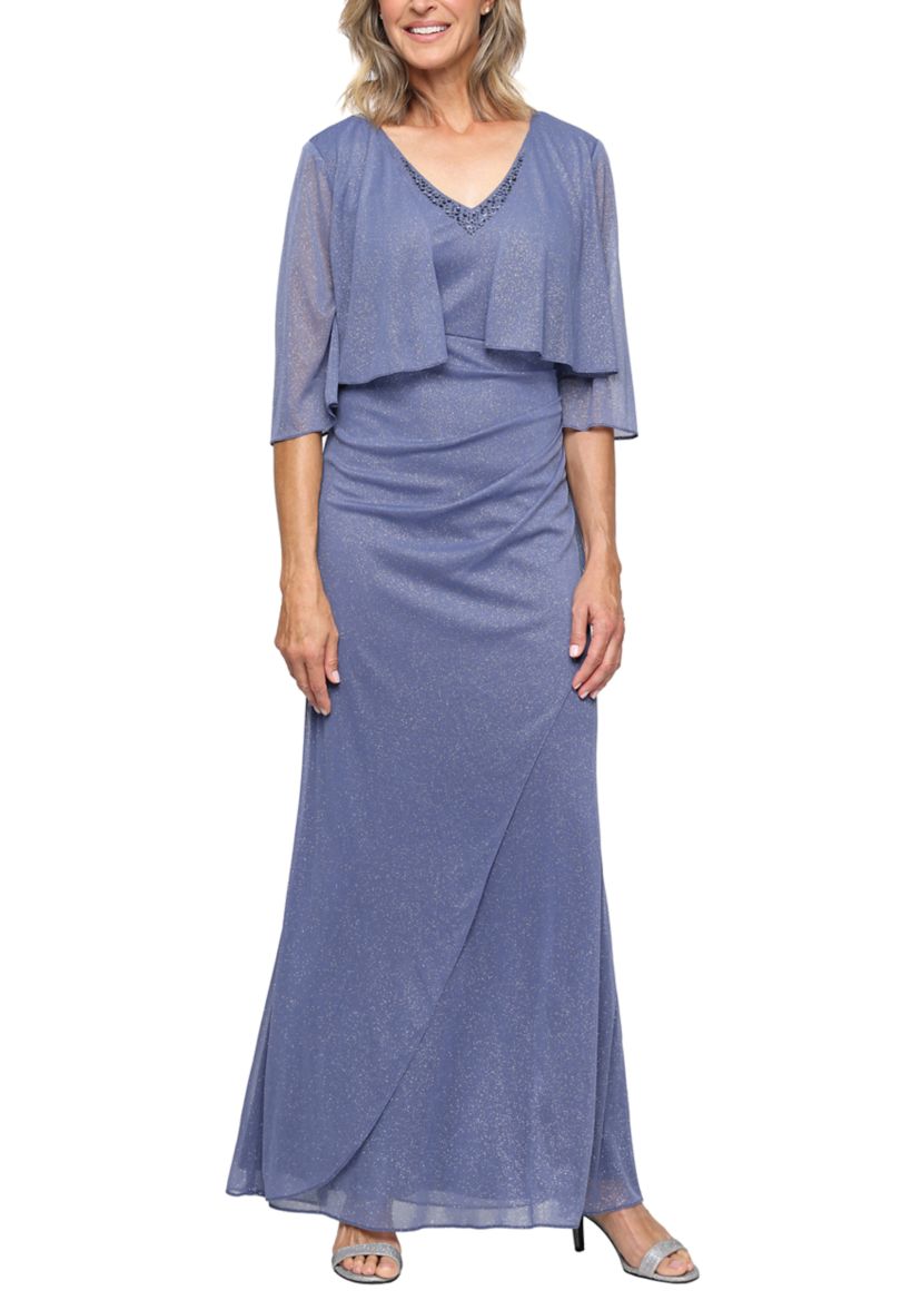 sl fashions dress and jacket Sl Fashions Beaded Tiered Shift Dress - New Navy