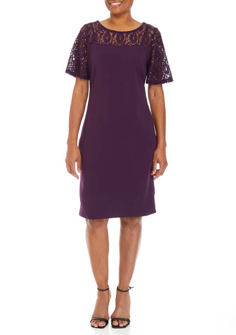 SLNY Womens Embroidered Cocktail Dress
