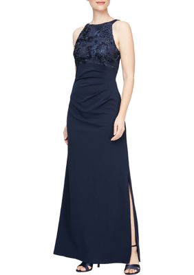 Slny Women's Long Empire Waist Halter Neck Gown