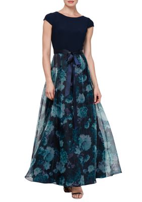 Floral Printed Organza Gown