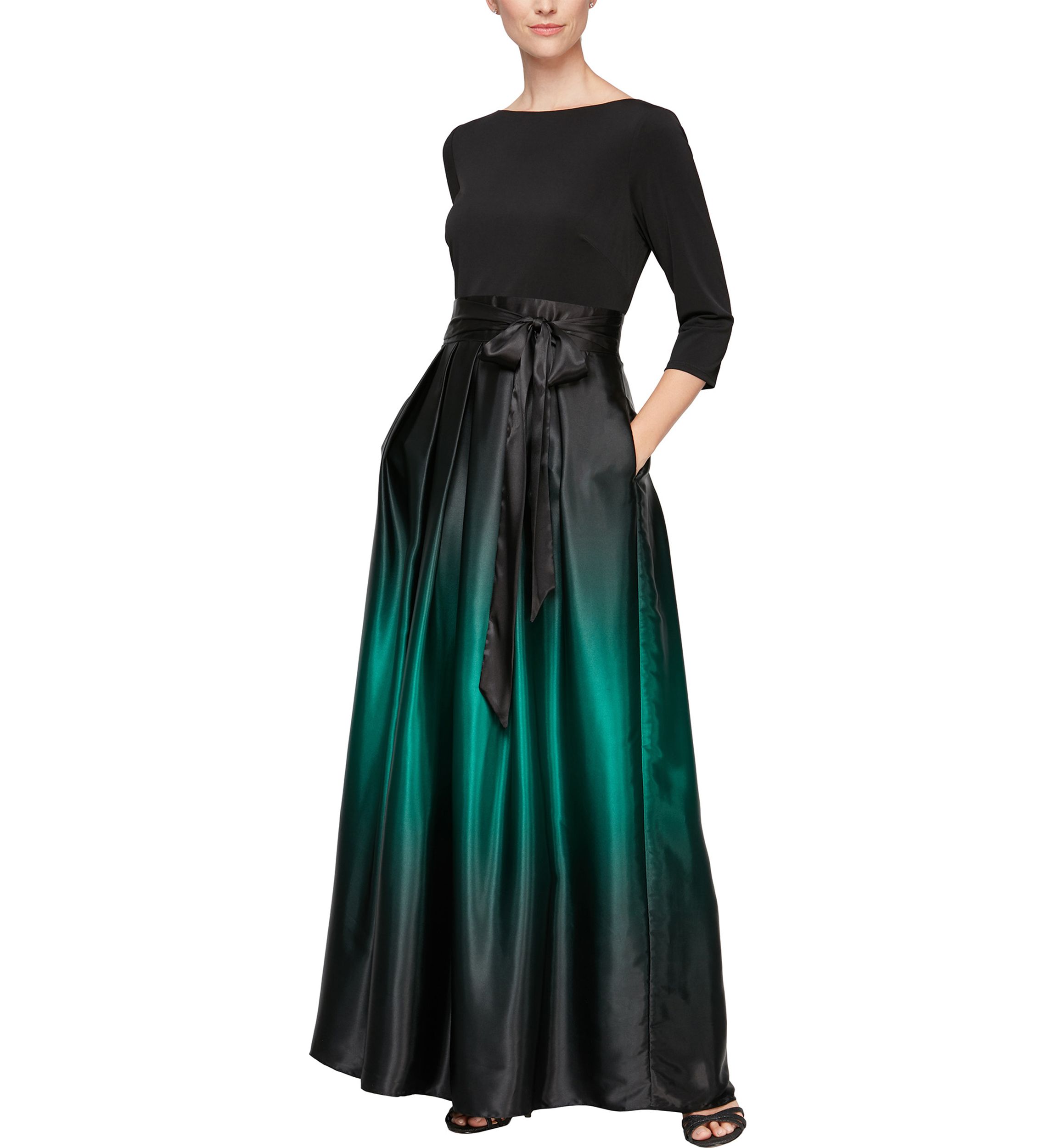 Womens Ombre Satin Long Gown