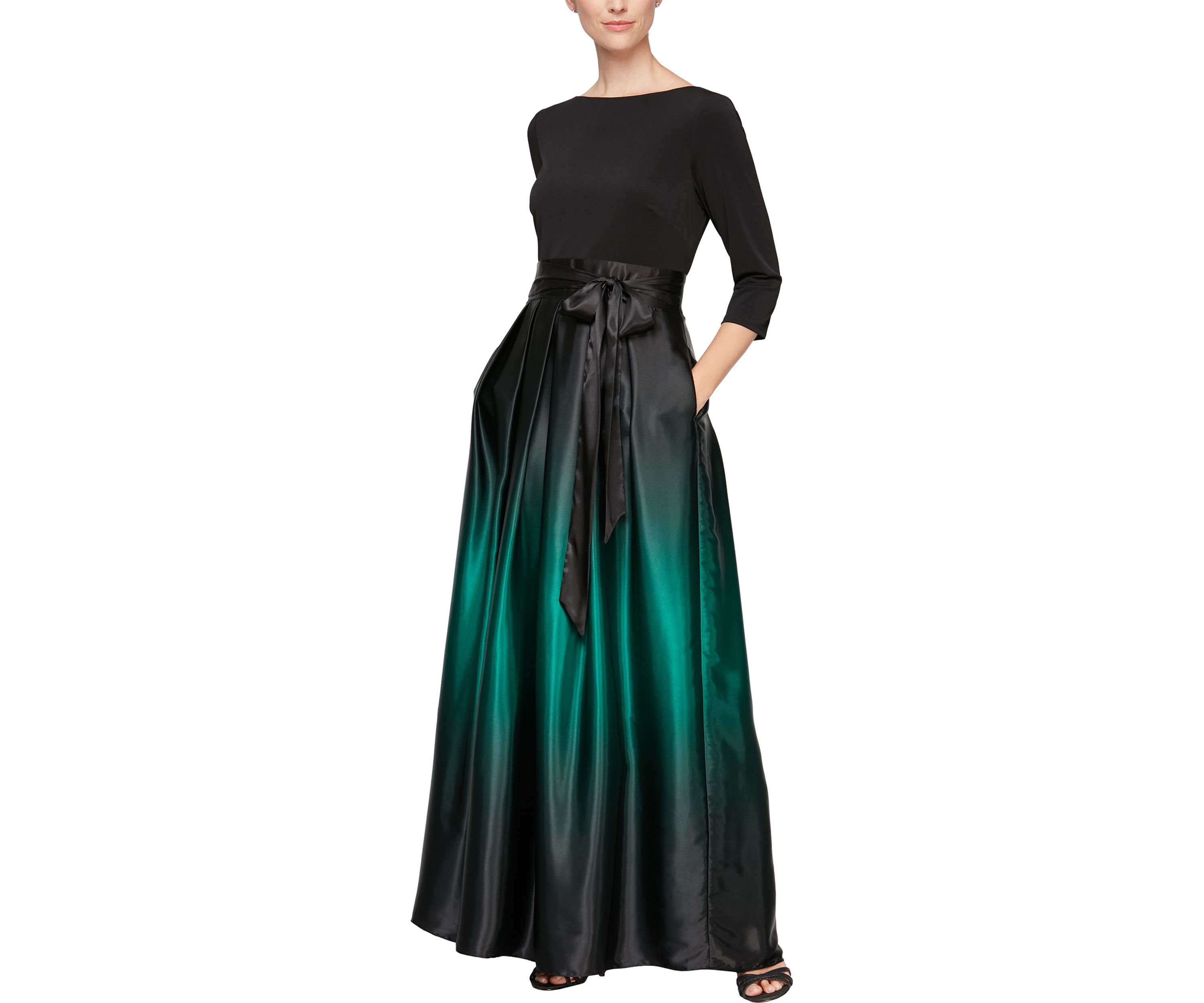 Womens Ombre Satin Long Gown