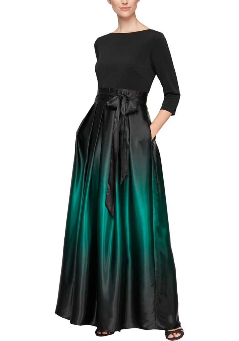 Womens Ombre Satin Long Gown