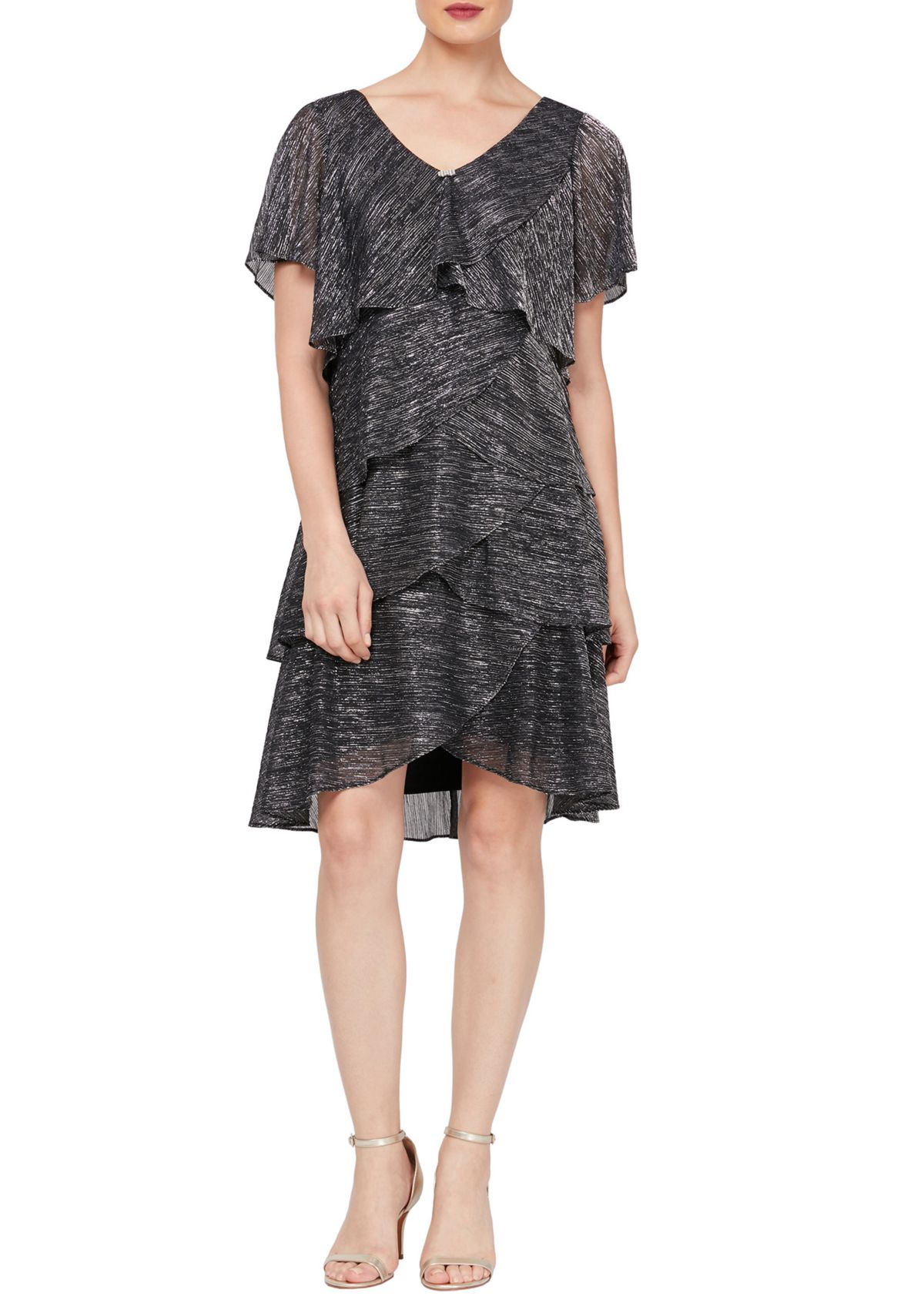 Womens Shimmer Bodre Chiffon Dress