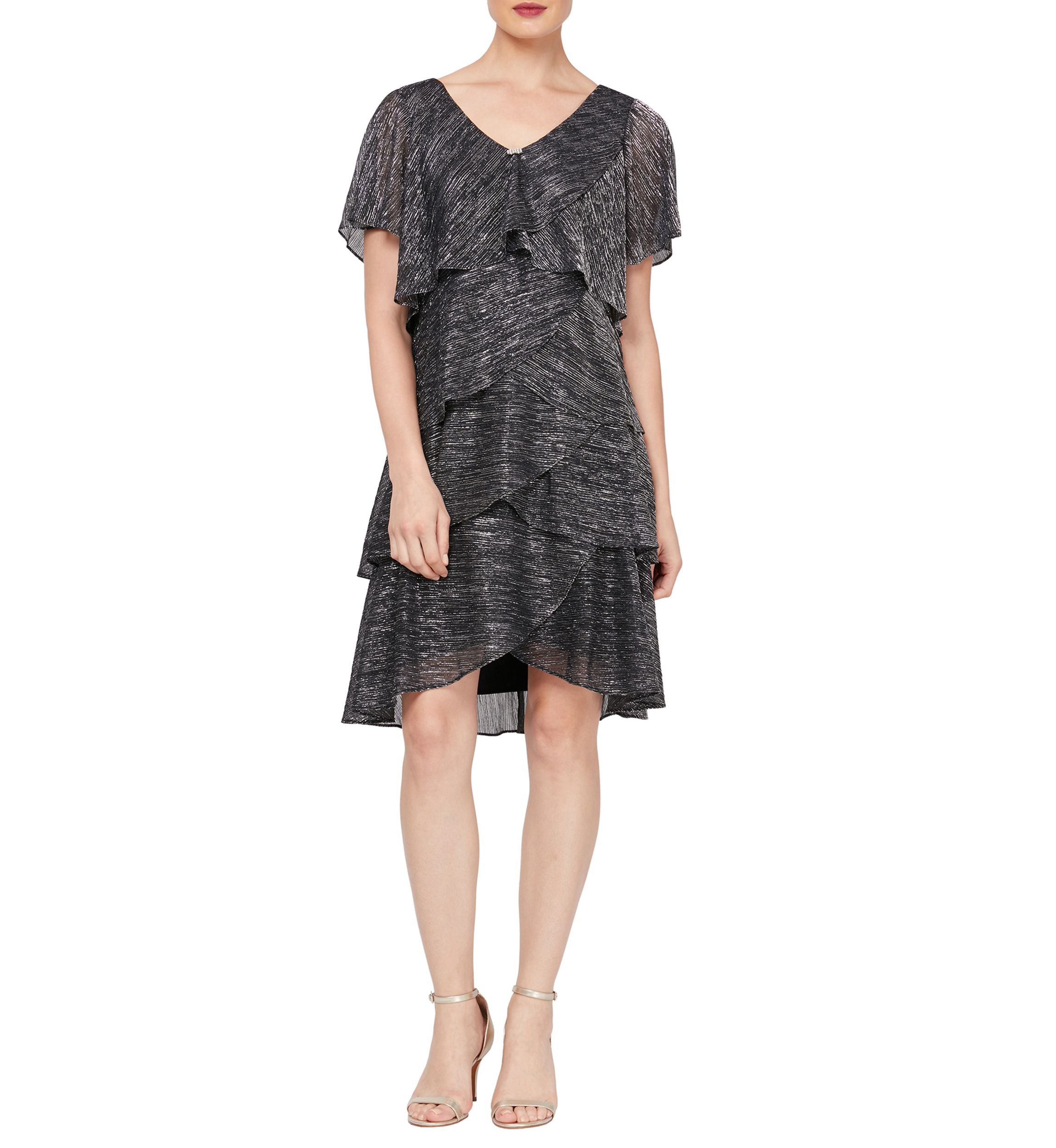 Womens Shimmer Bodre Chiffon Dress