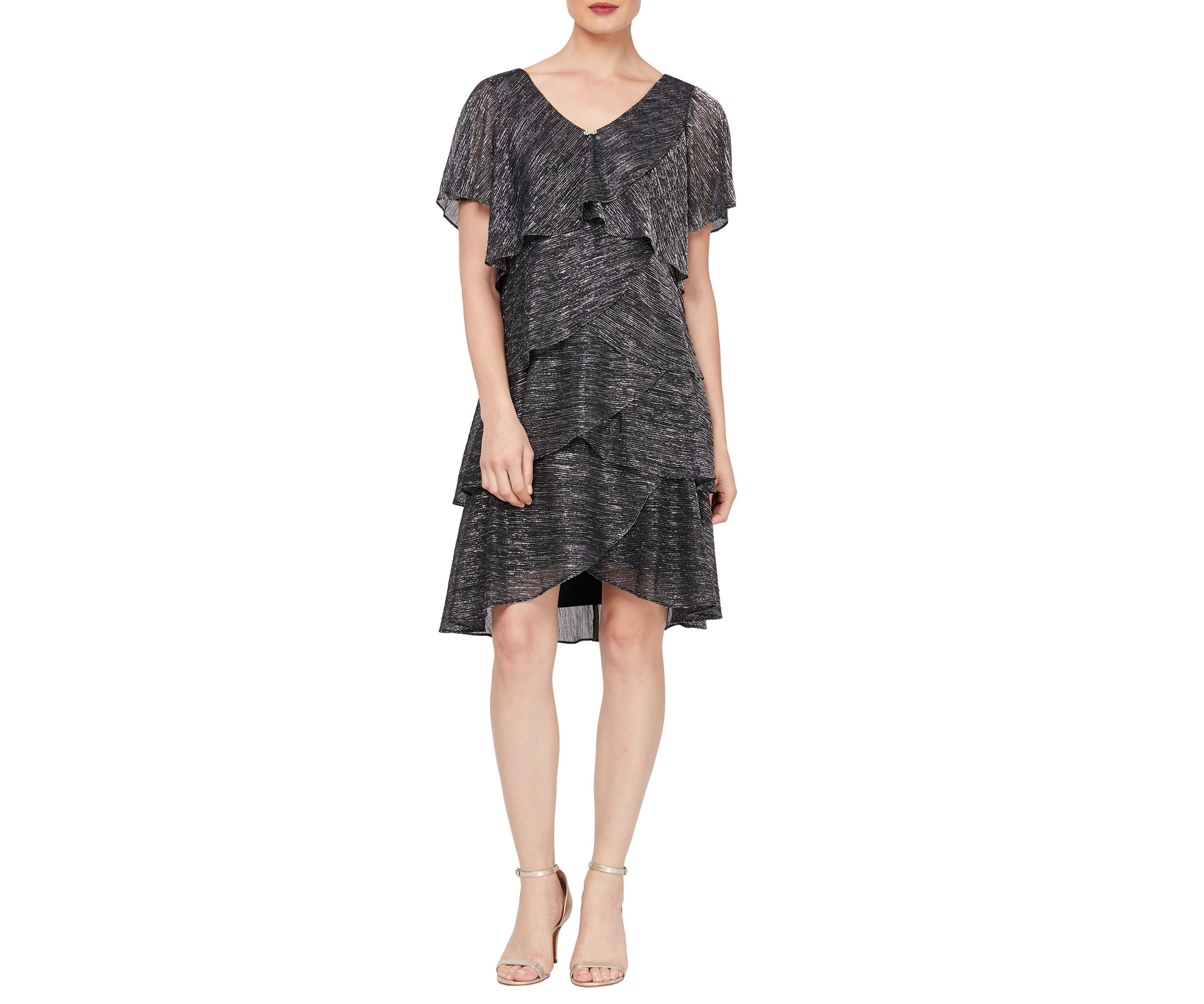 Womens Shimmer Bodre Chiffon Dress