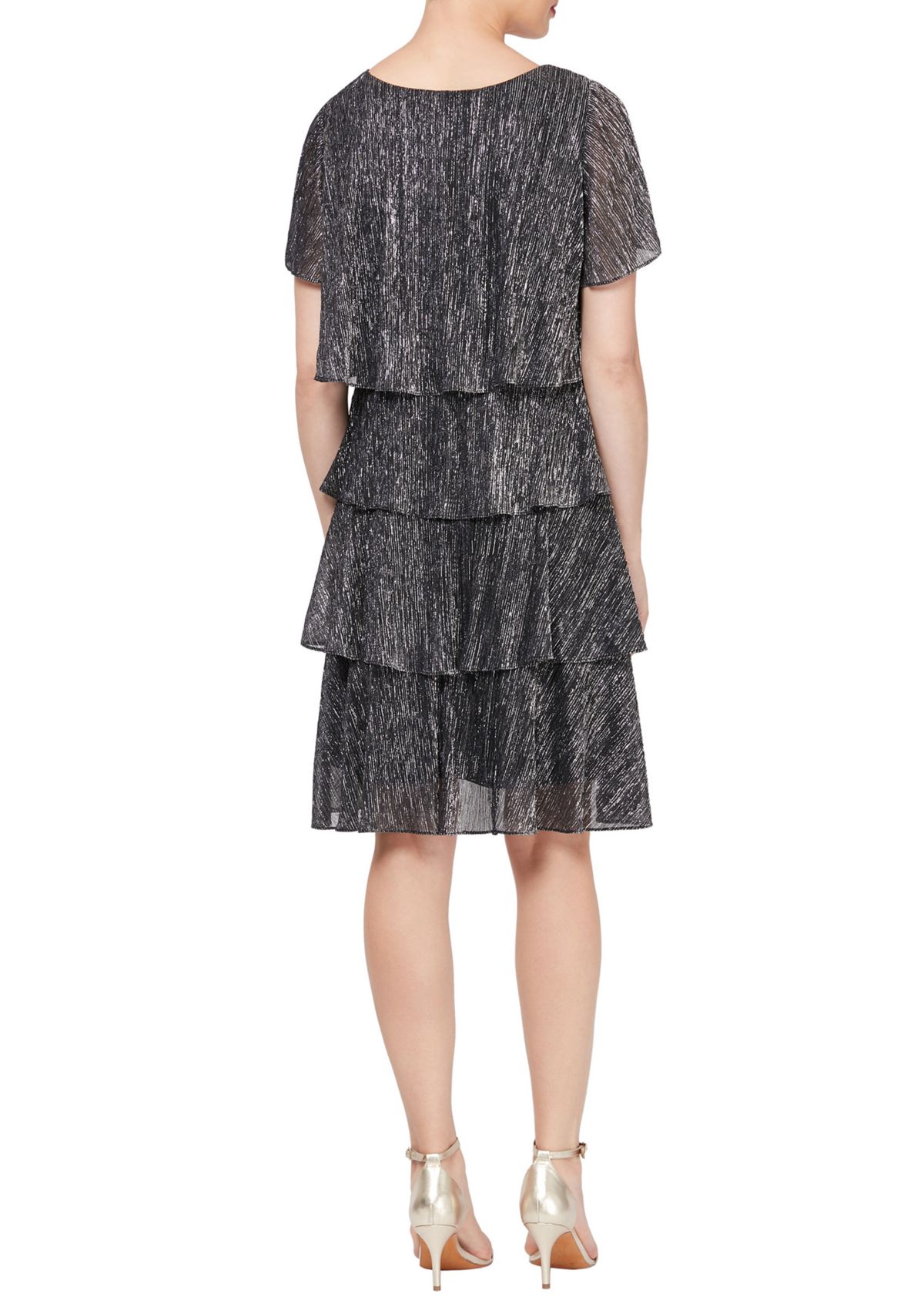 Womens Shimmer Bodre Chiffon Dress