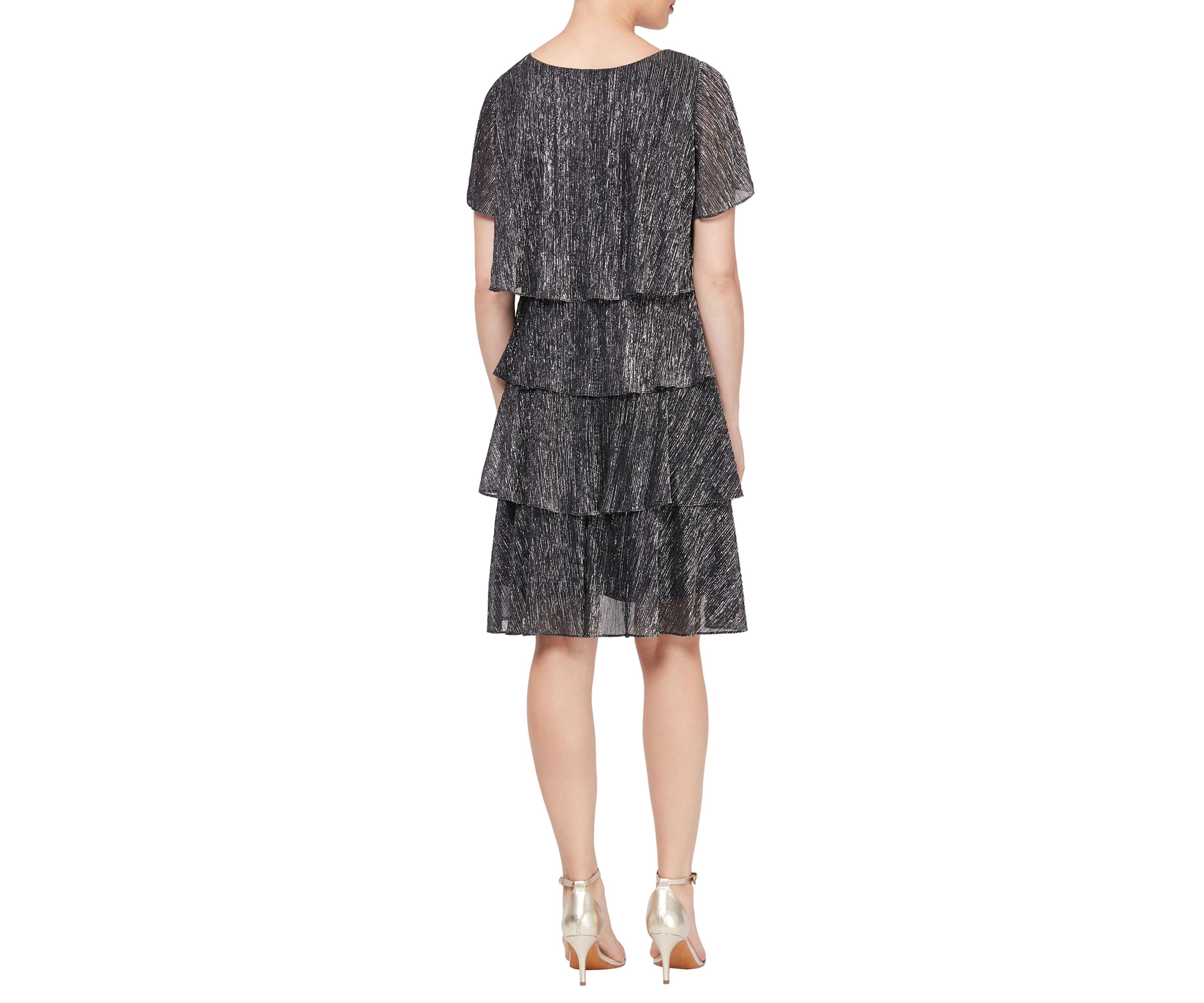 Womens Shimmer Bodre Chiffon Dress