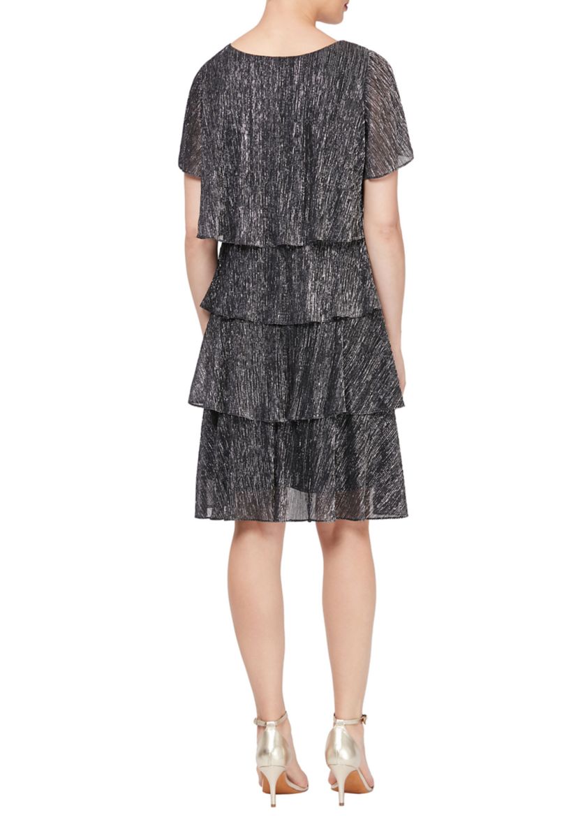 Womens Shimmer Bodre Chiffon Dress