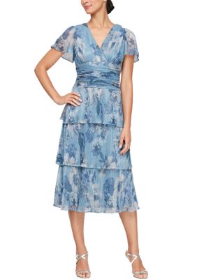 Women's Tea Length Printed Dress