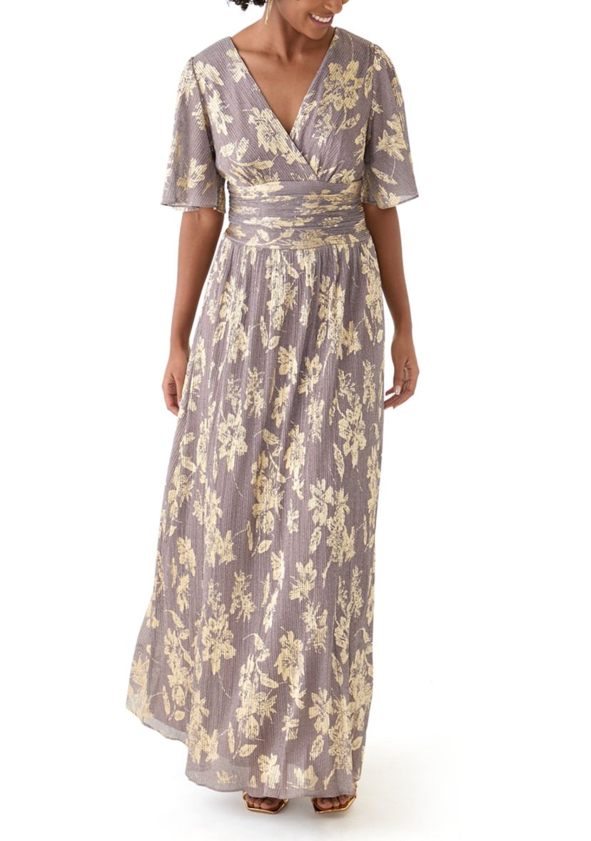 Womens Floral Printed V-Neck Dress