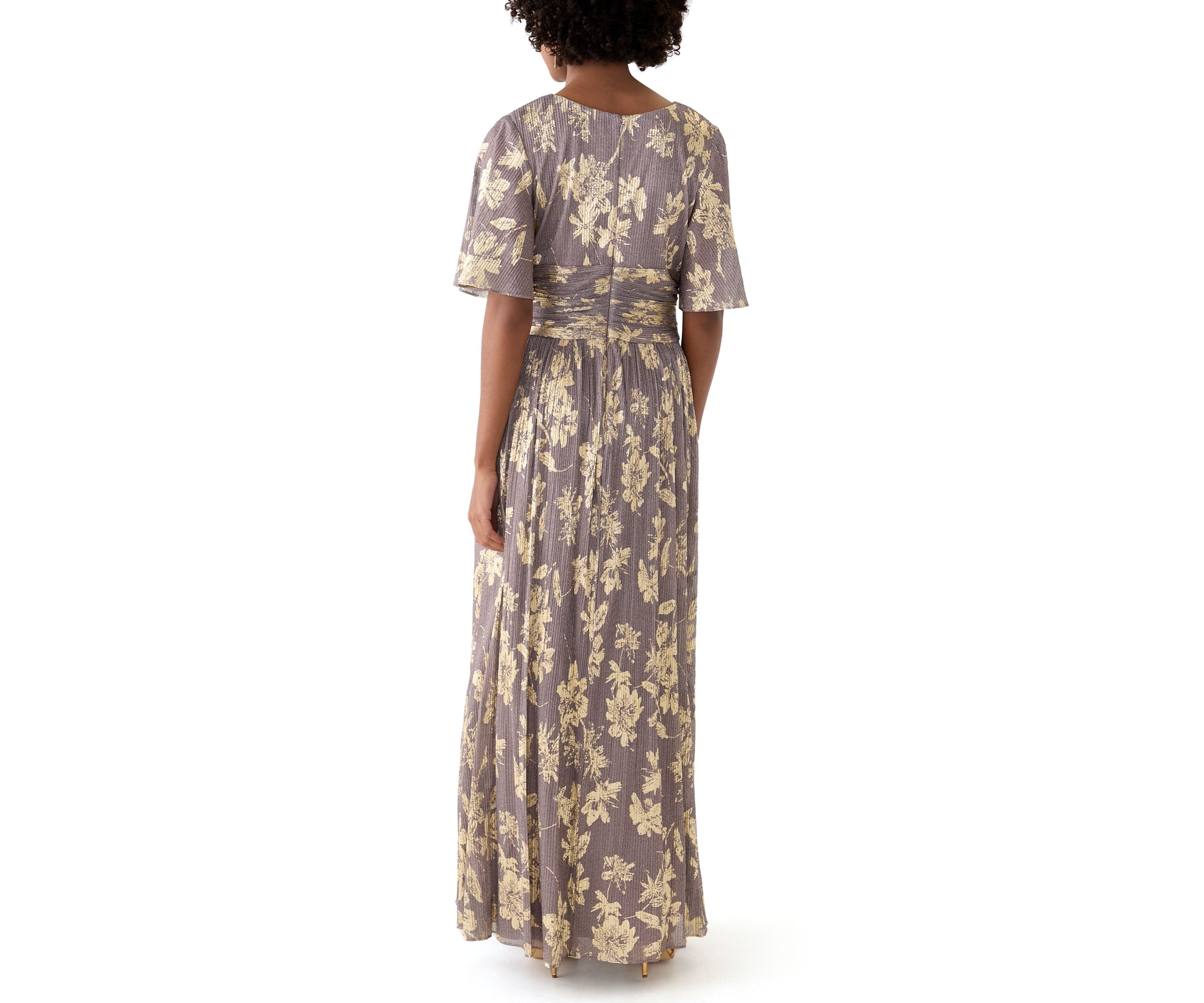 Womens Floral Printed V-Neck Dress