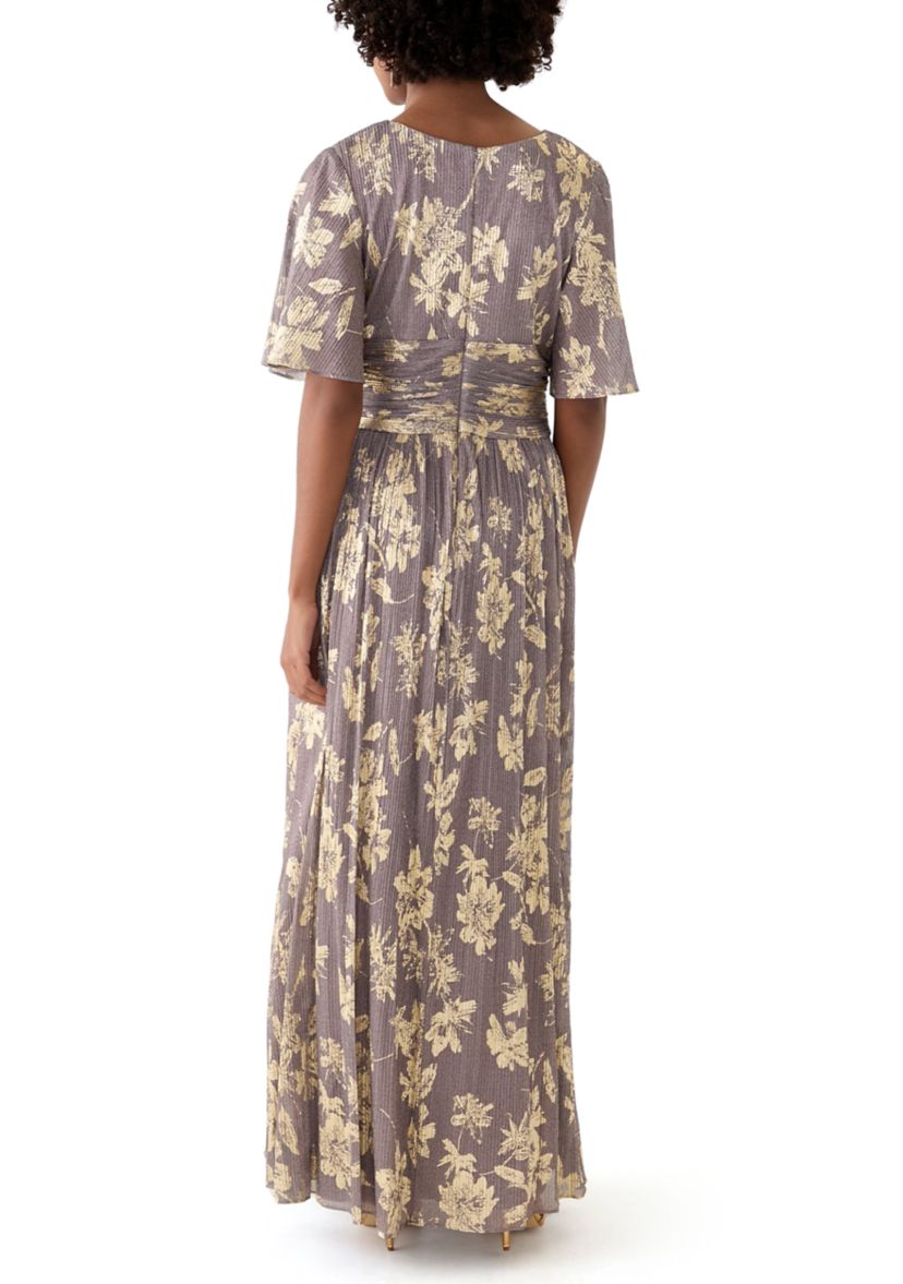 Womens Floral Printed V-Neck Dress