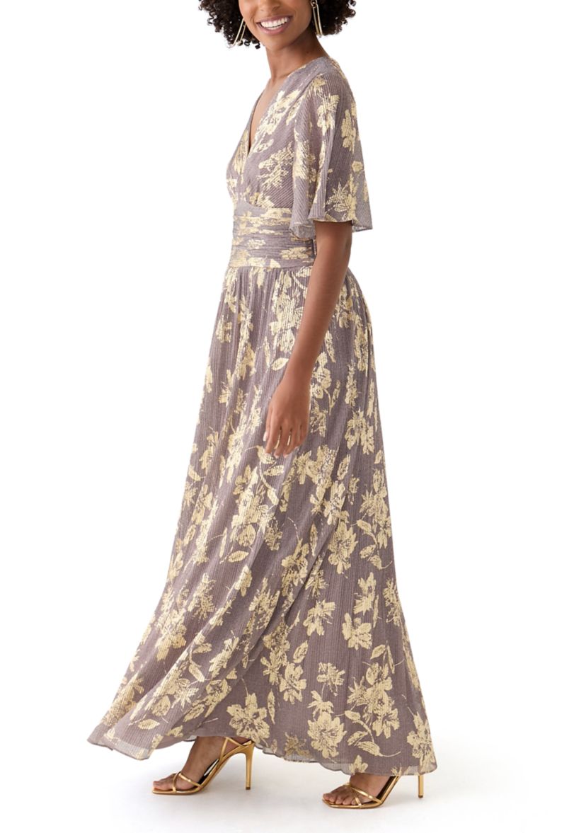 Womens Floral Printed V-Neck Dress