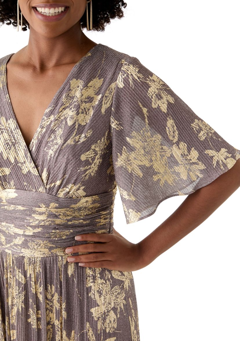 Womens Floral Printed V-Neck Dress