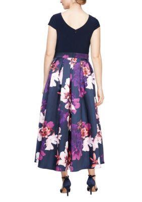 Cap Sleeve Printed Party Dress