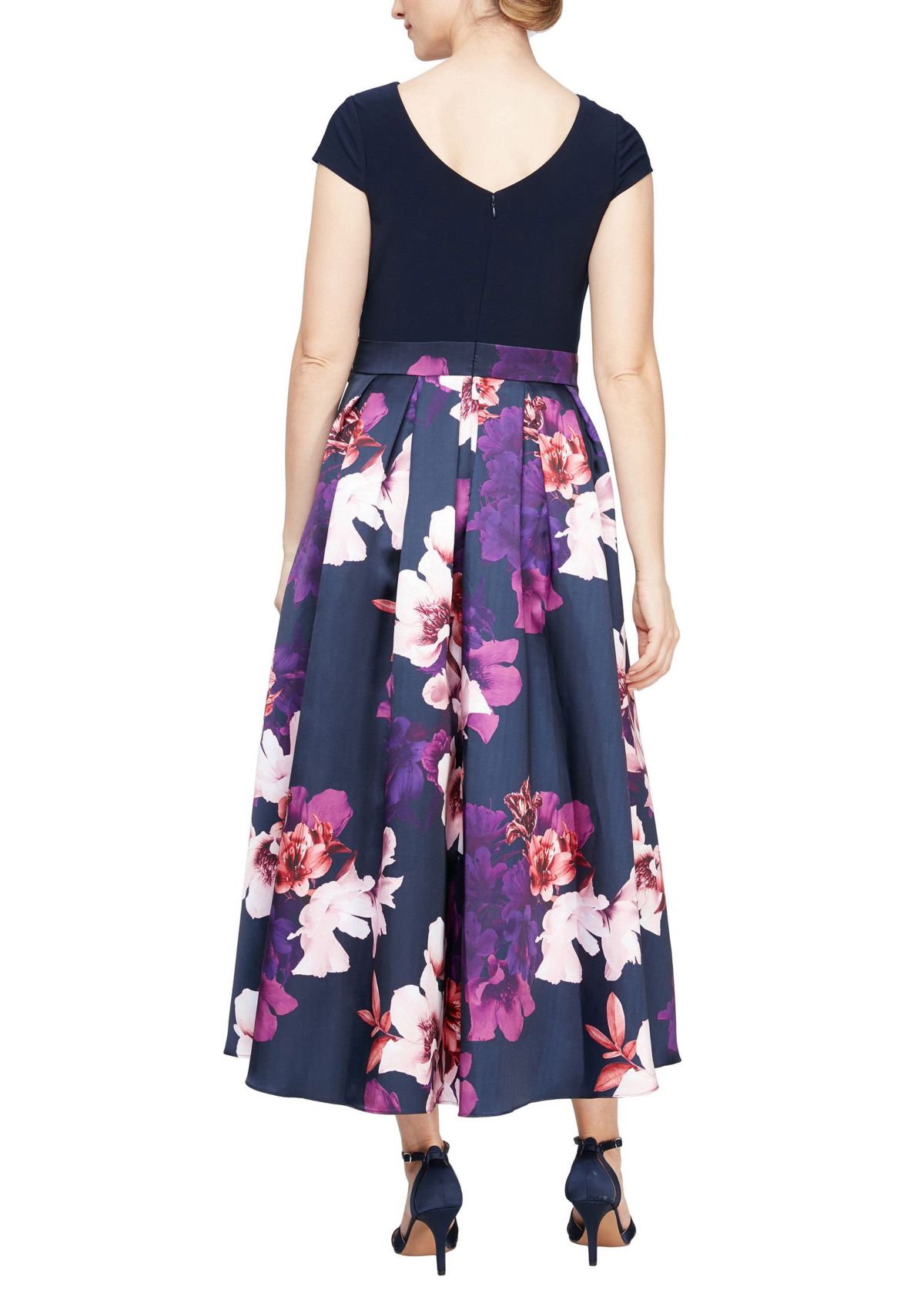 Cap Sleeve Printed Party Dress