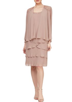 SLNY Shoulder Beaded Jacket Dress | belk