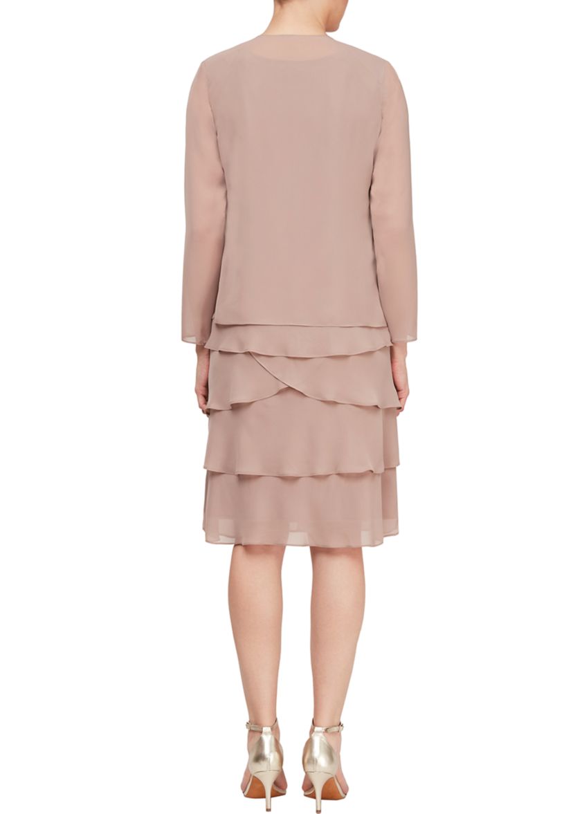 Two  Piece Beaded Soutache Shoulder Jacket Dress