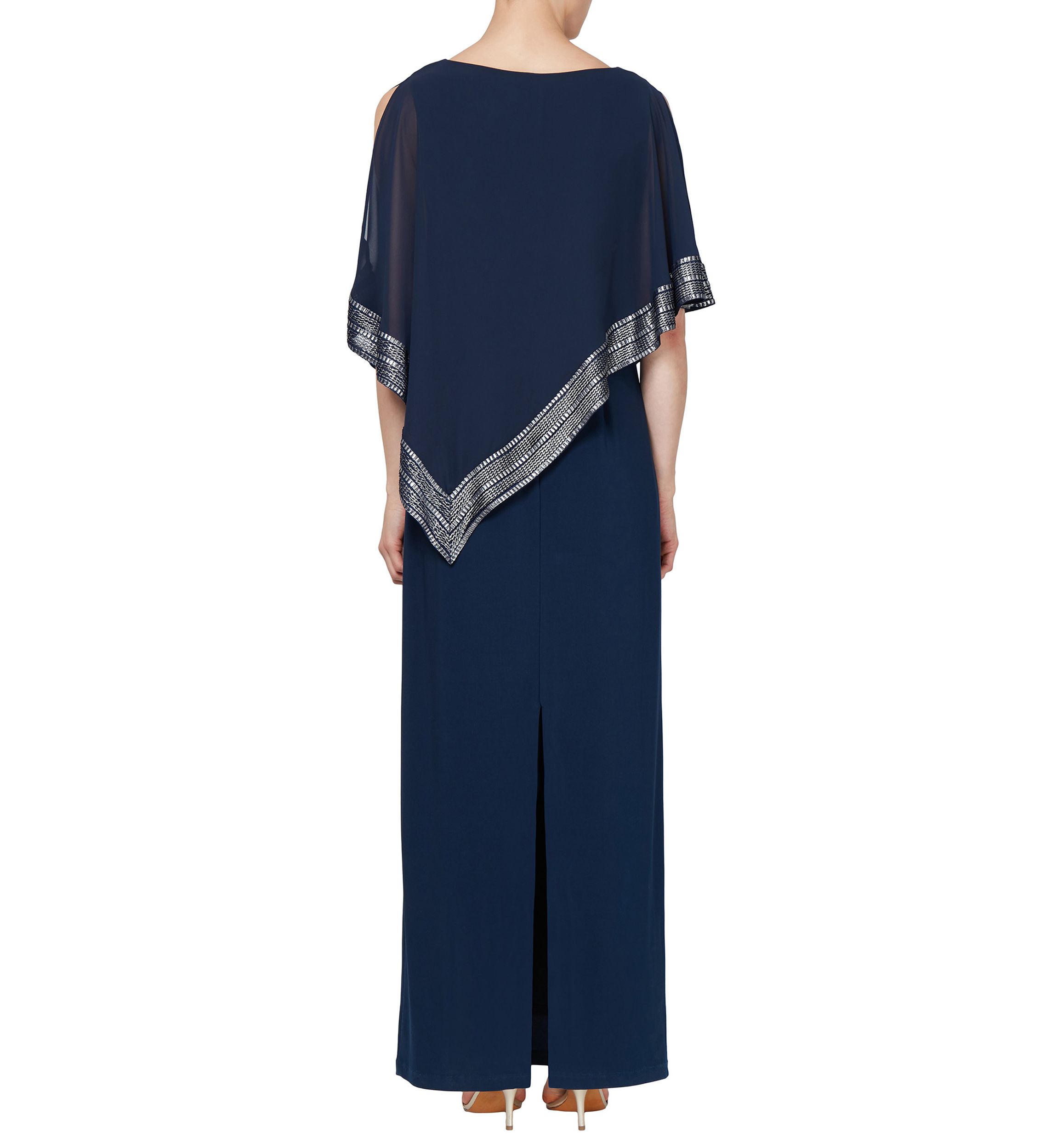 Womens Long Dress with Asymmetric Trim 