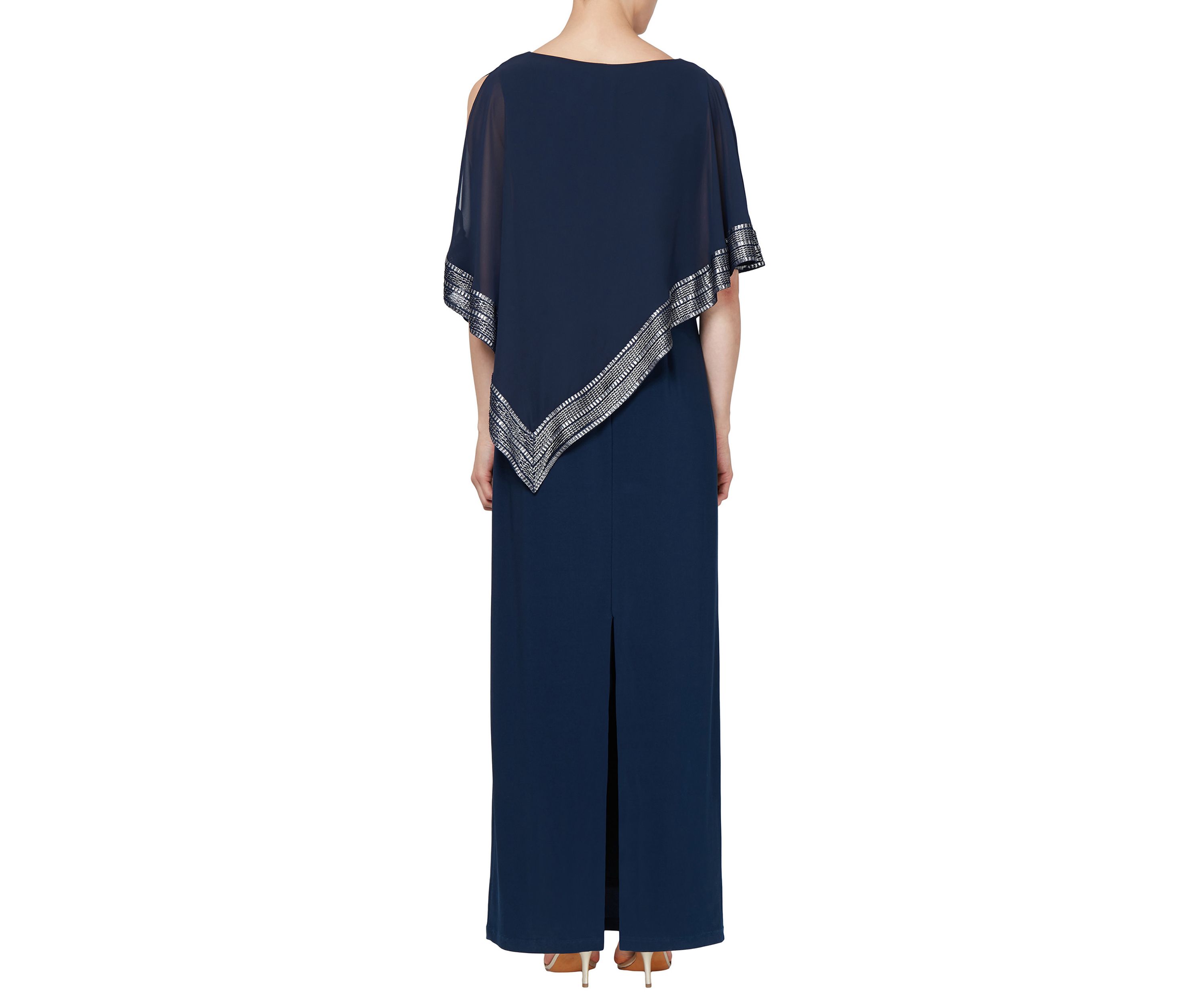 Womens Long Dress with Asymmetric Trim 