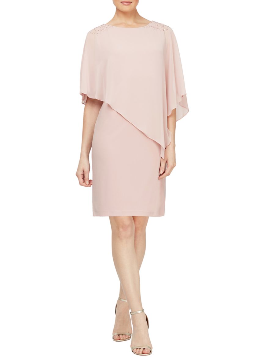Womens Bead Overlay Sheath Dress