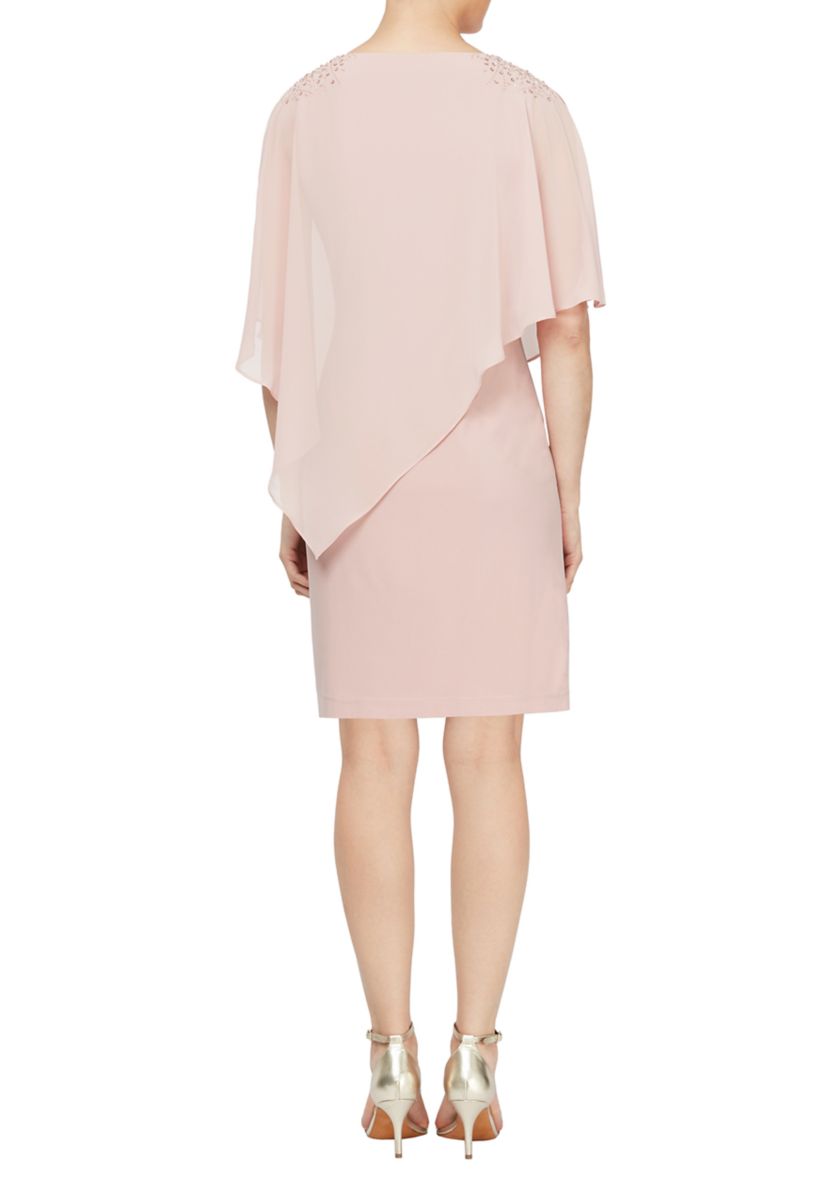 Womens Bead Overlay Sheath Dress