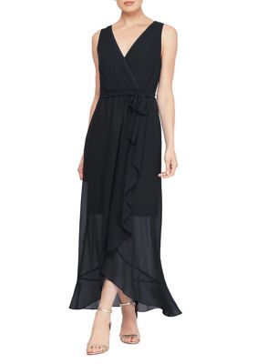 Ruffle front Maxi Dress with Belt