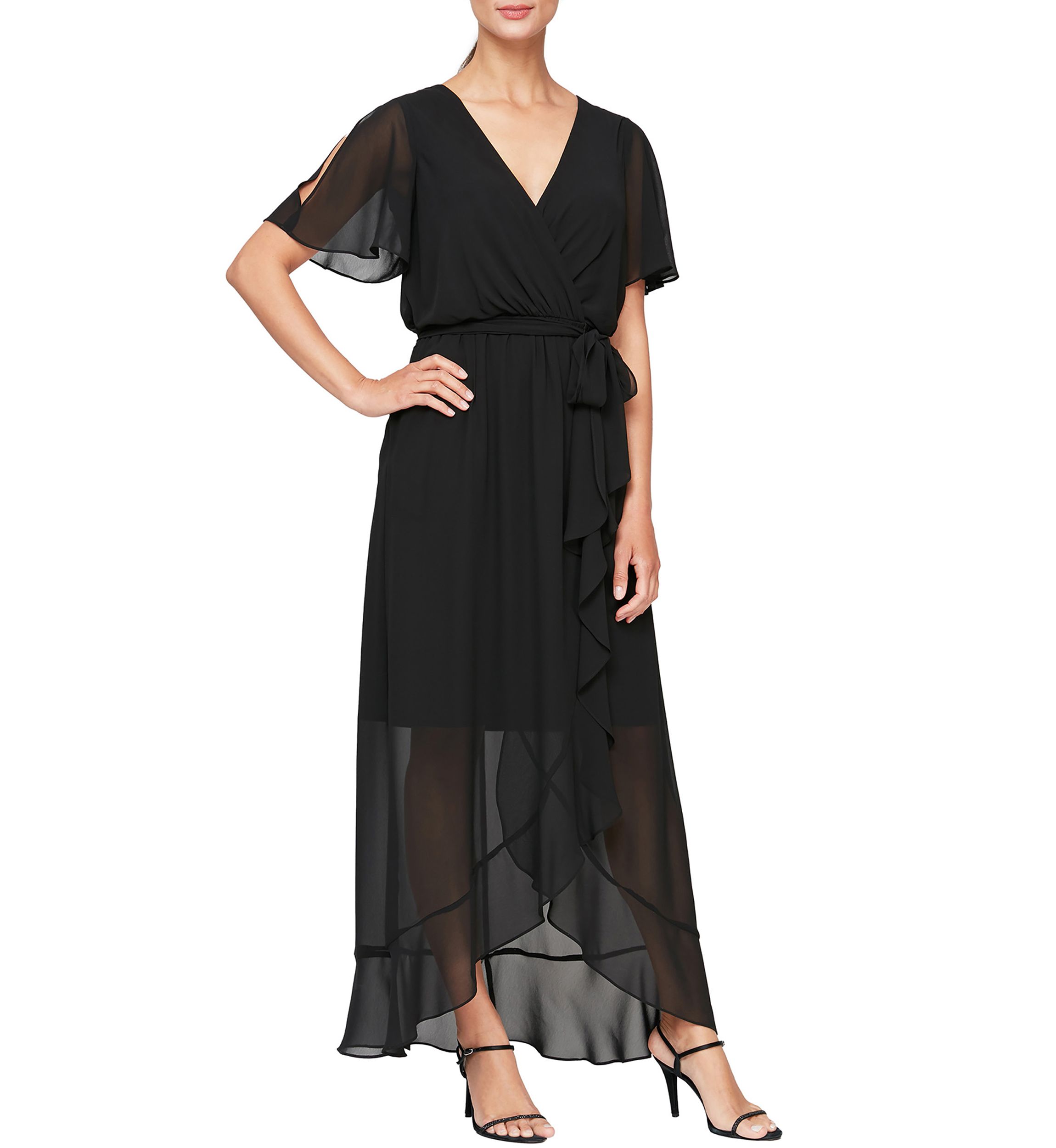 SHORT SLEEVE WRAP DRESS
