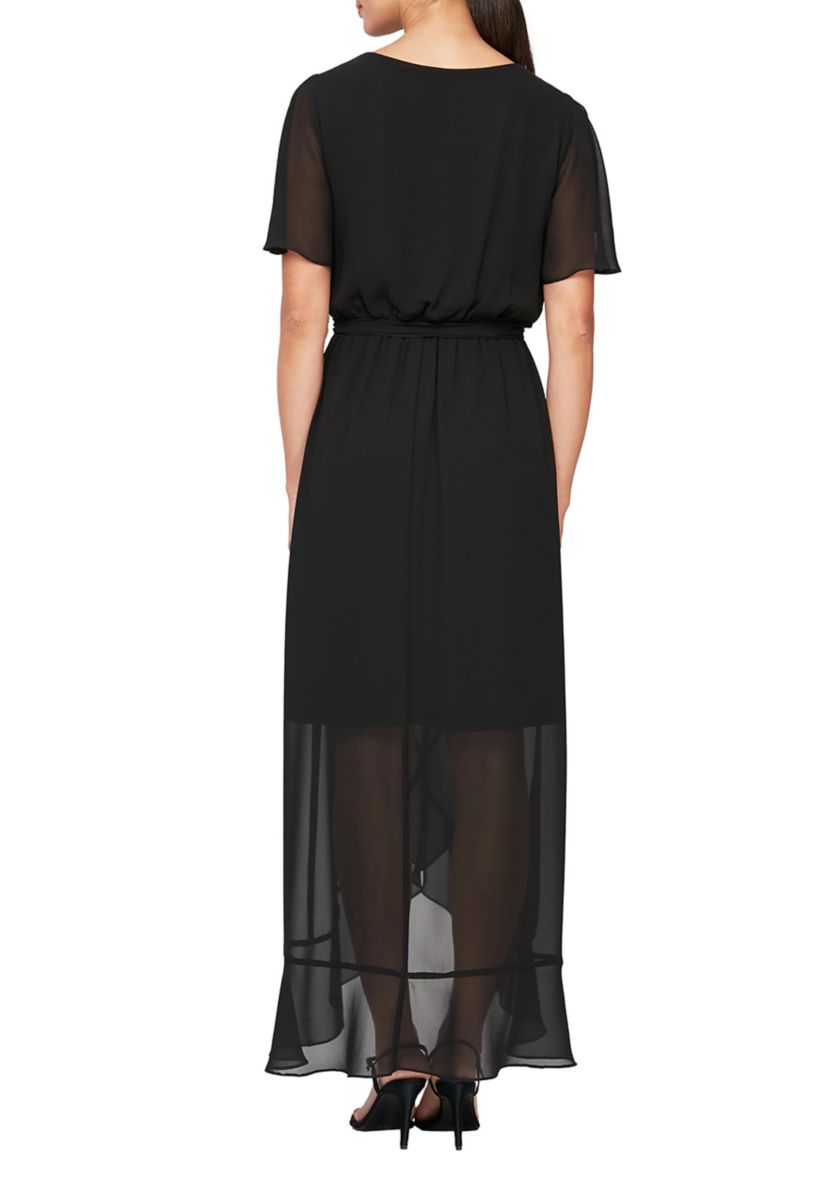 SHORT SLEEVE WRAP DRESS