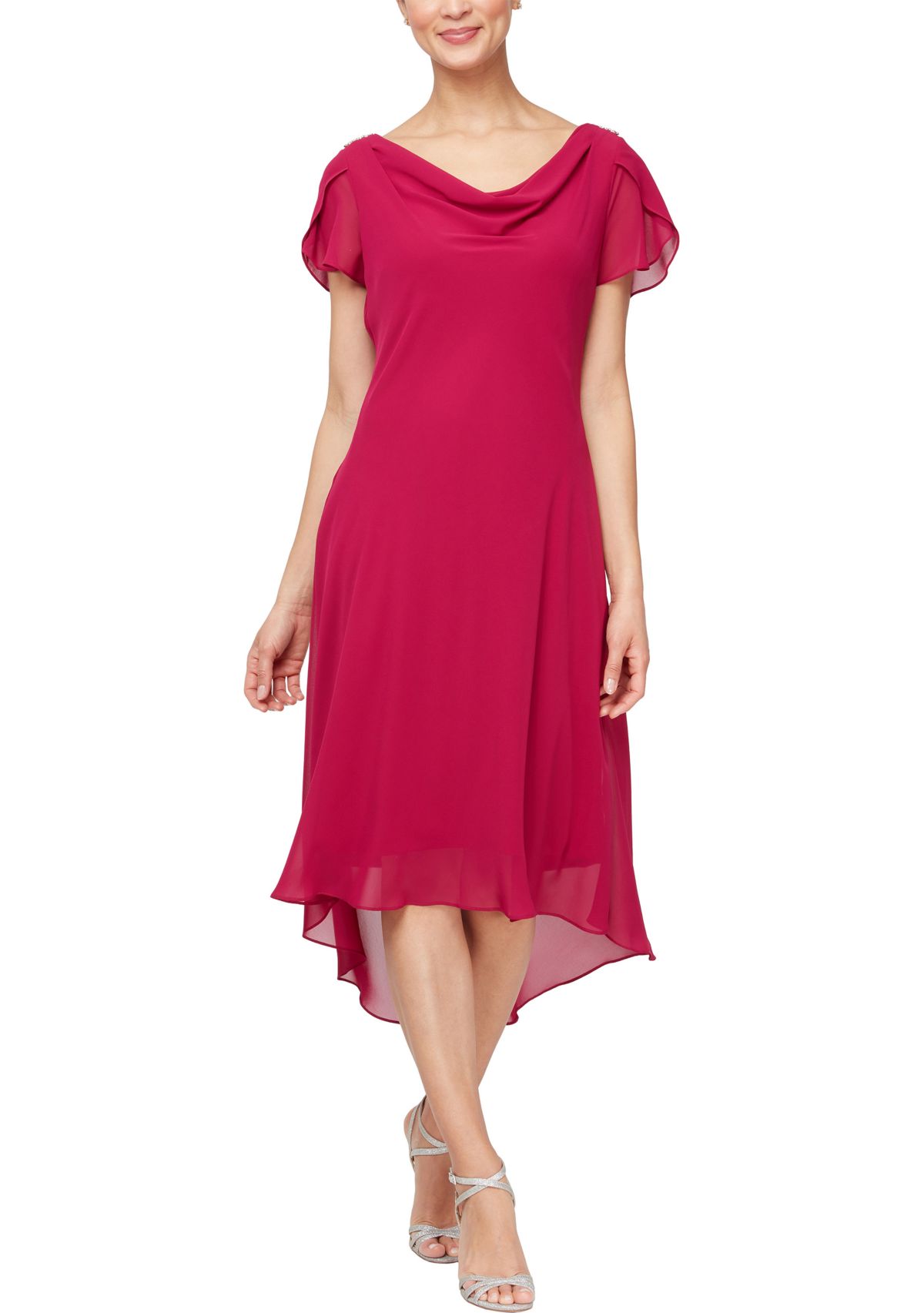 Womens Midi Cowl Neck Dress