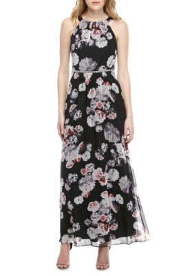 SLNY Bead Embellished Printed Chiffon Maxi Dress | belk