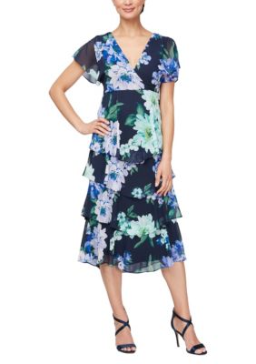 Midi Printed Empire Waist Dress