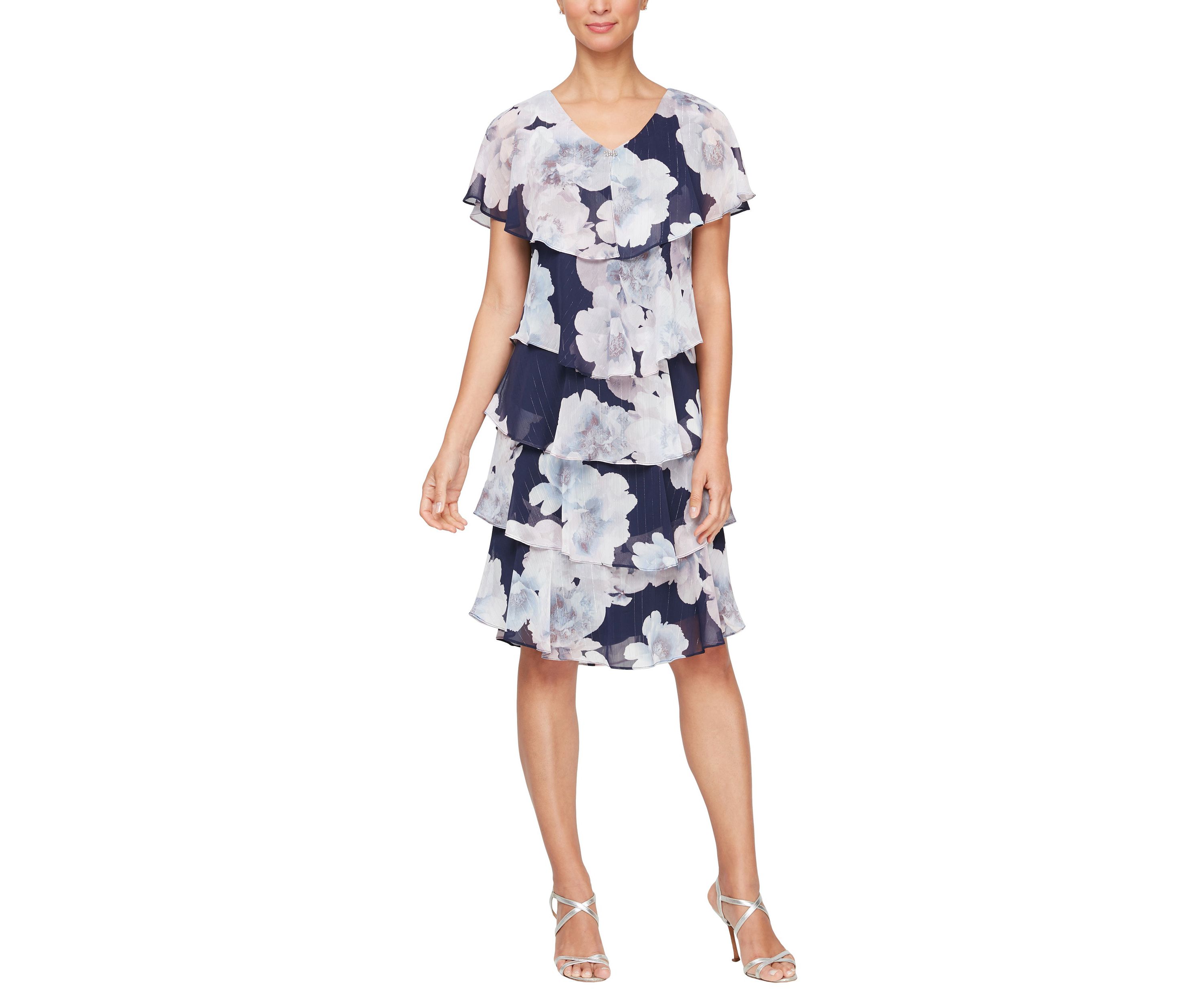 Short Printed Tiered Dress