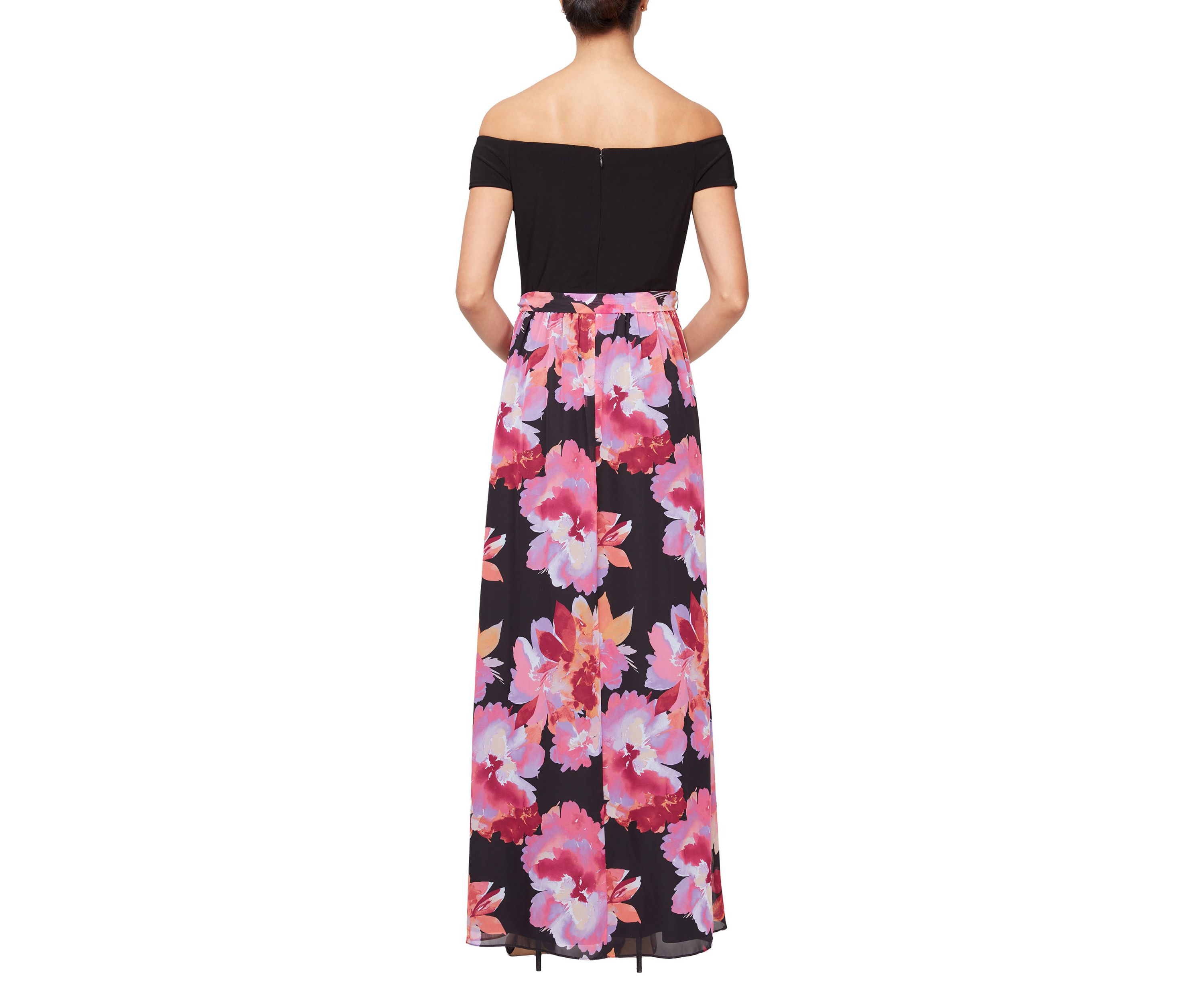 Long Printed Mixed Media Maxi Dress