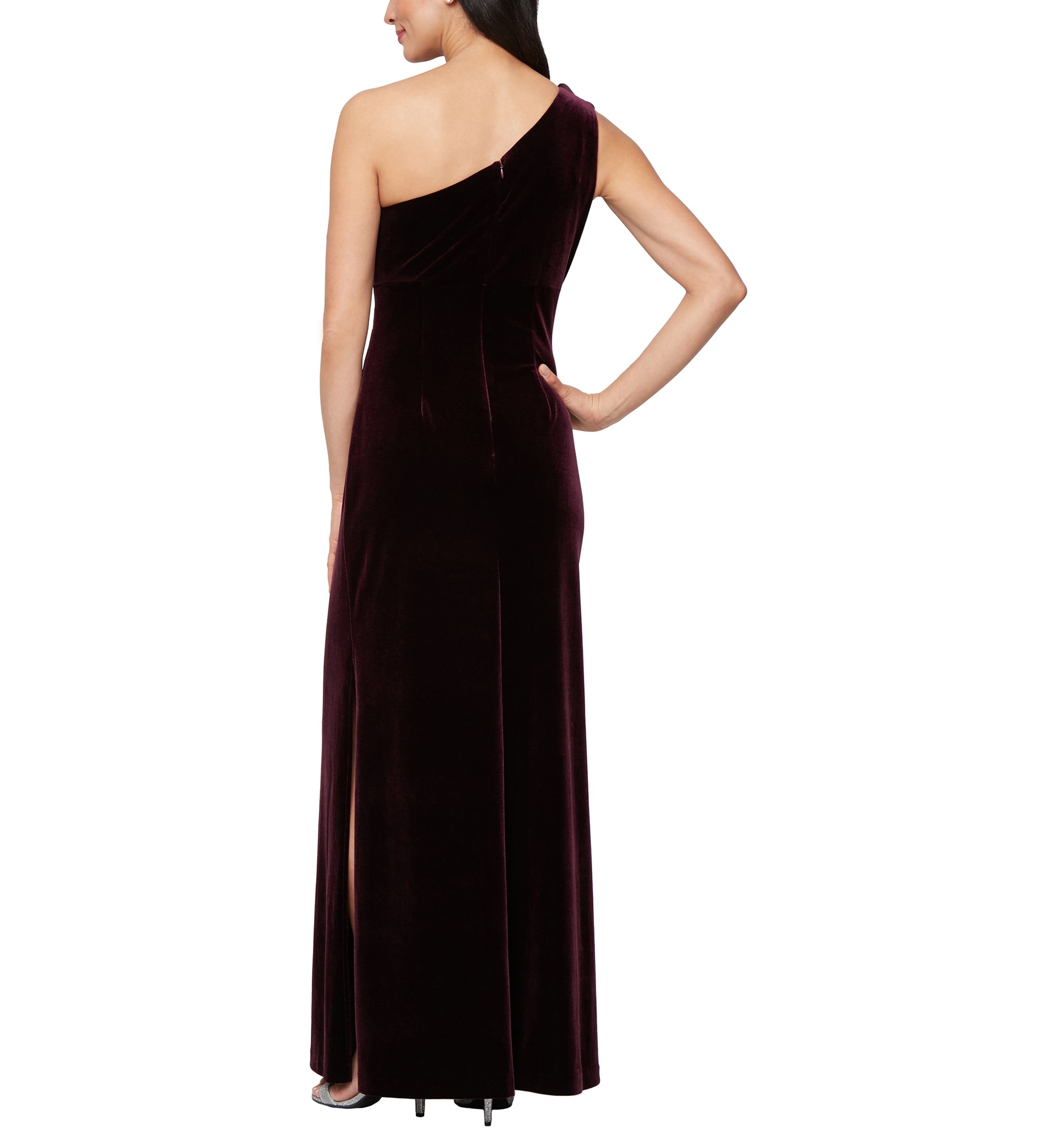 Long One Shoulder Velvet Dress